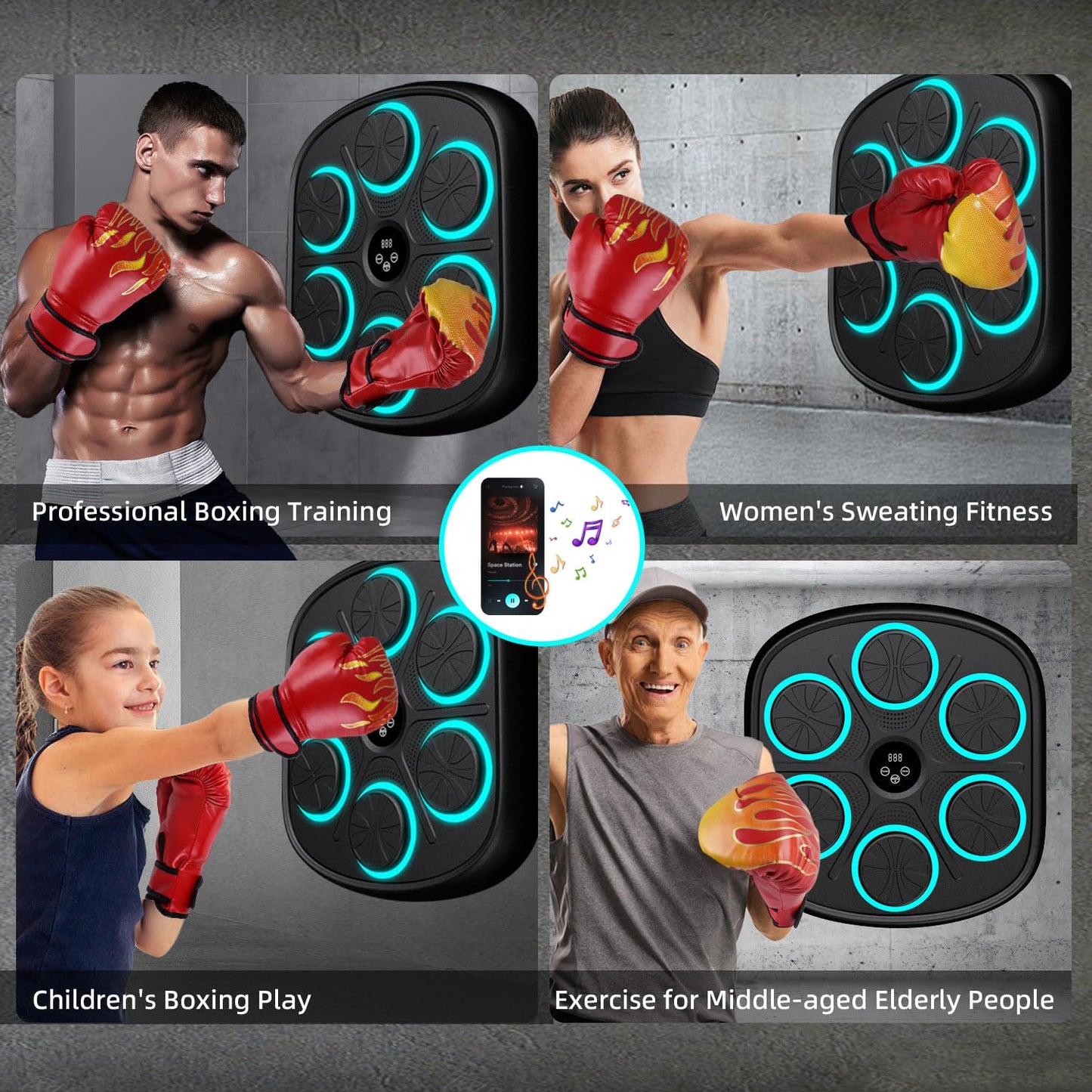 Smart Music Boxing Machine with Gloves & Bluetooth