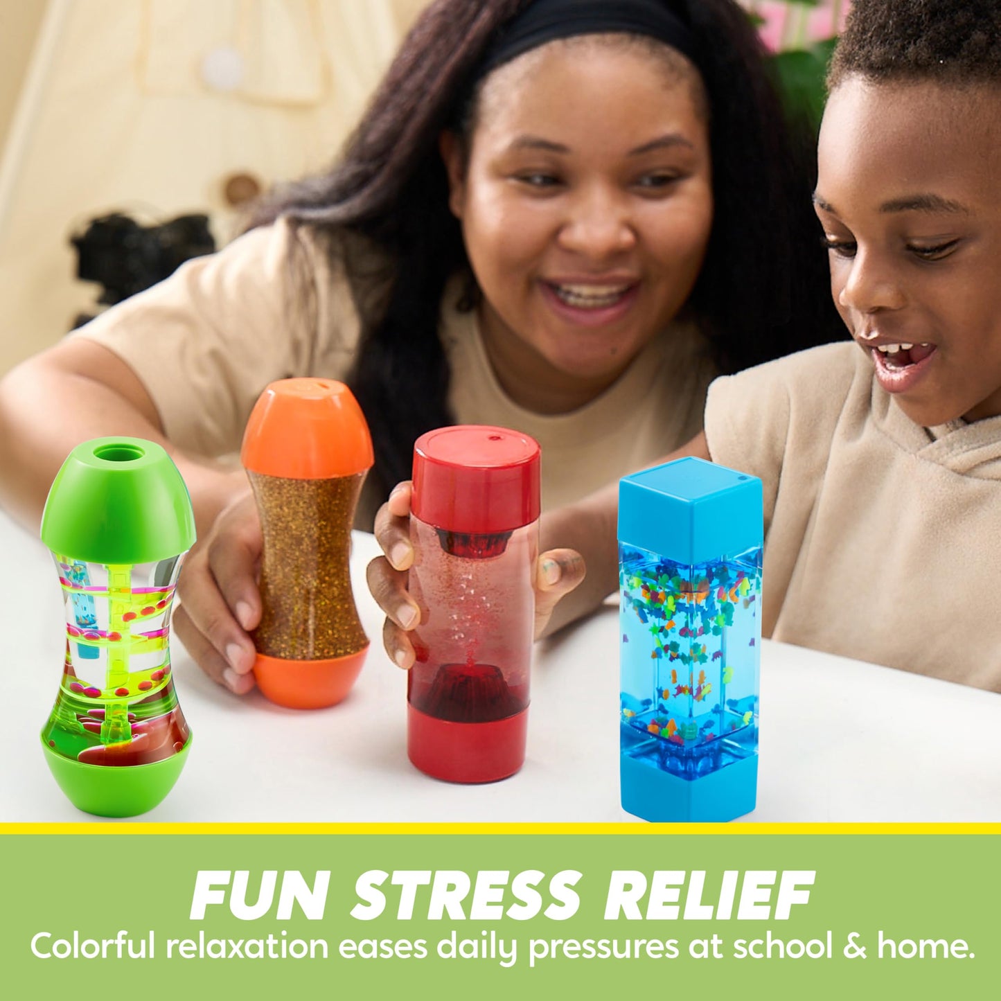 JOYIN 4-Pack Fidget Tubes for Kids, Sensory Tubes, Stress Relief Toy, Speech Therapy Materials, Calming Toys for Children with autism, Calm Down Corner Supplies