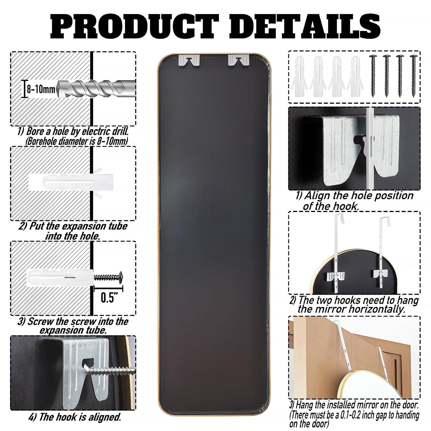 Full Body Length Wall Mounted Mirror 47x14"