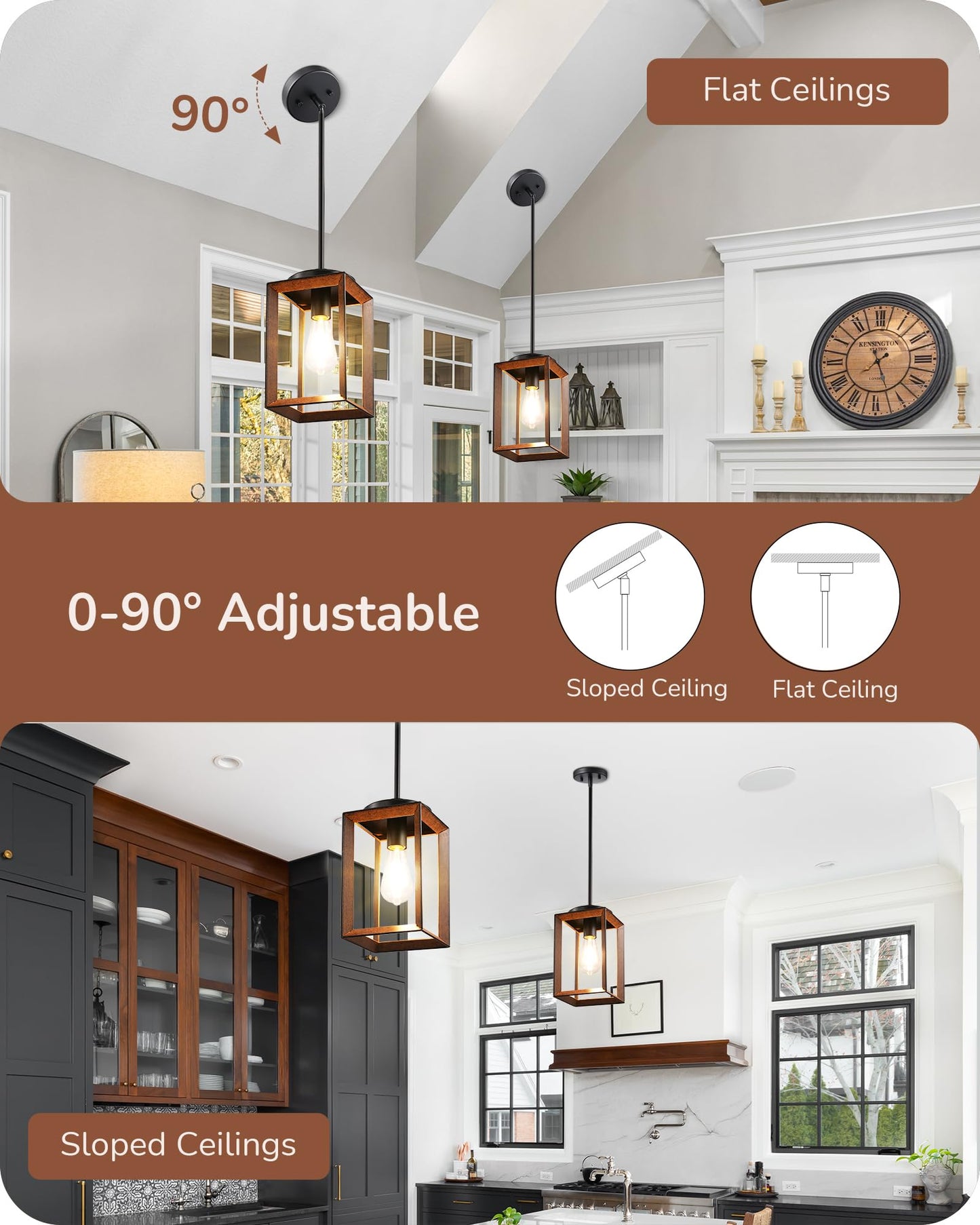 Farmhouse Pendant Light with Adjustable Chain
