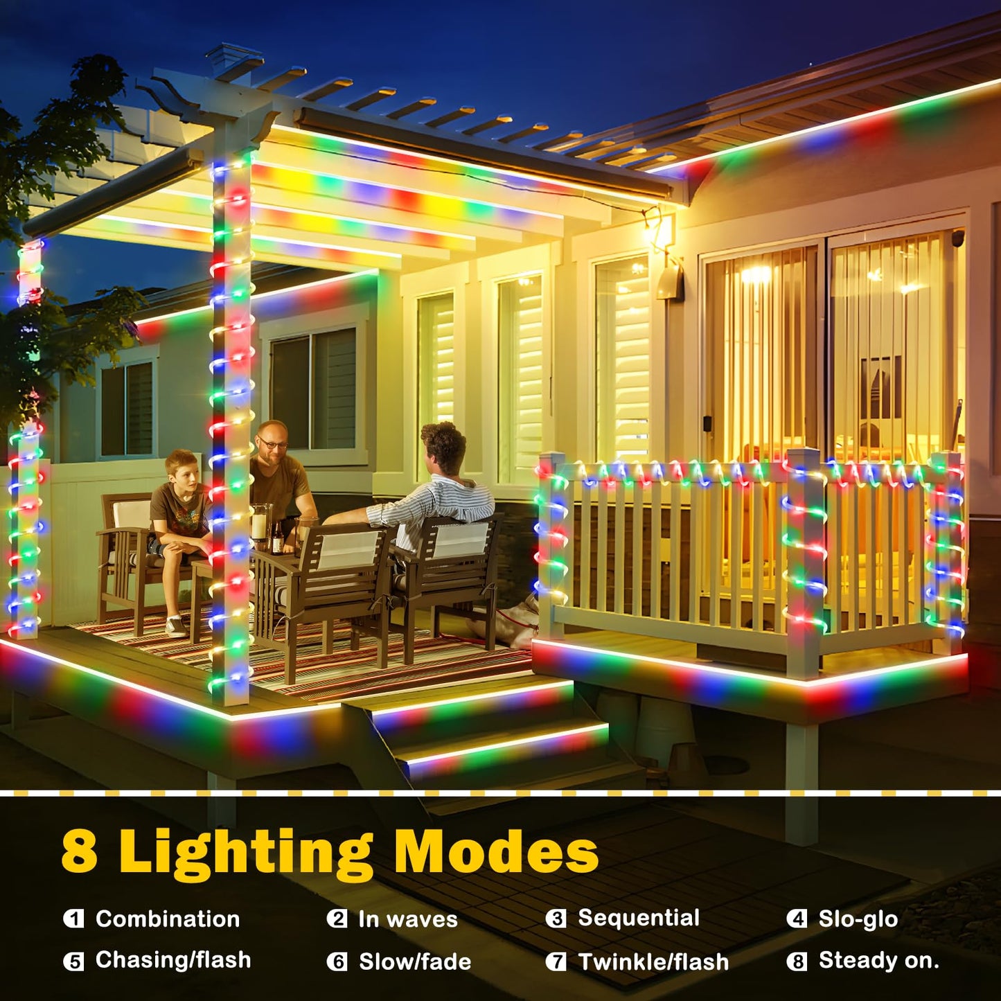 Hezbjiti 2 Pack LED Rope Lights Waterproof Rope Light 197FT 600 LED Flexible Tube Lights with 8 Modes for Garden Patio Bedroom Party Indoor Outdoor Decorations