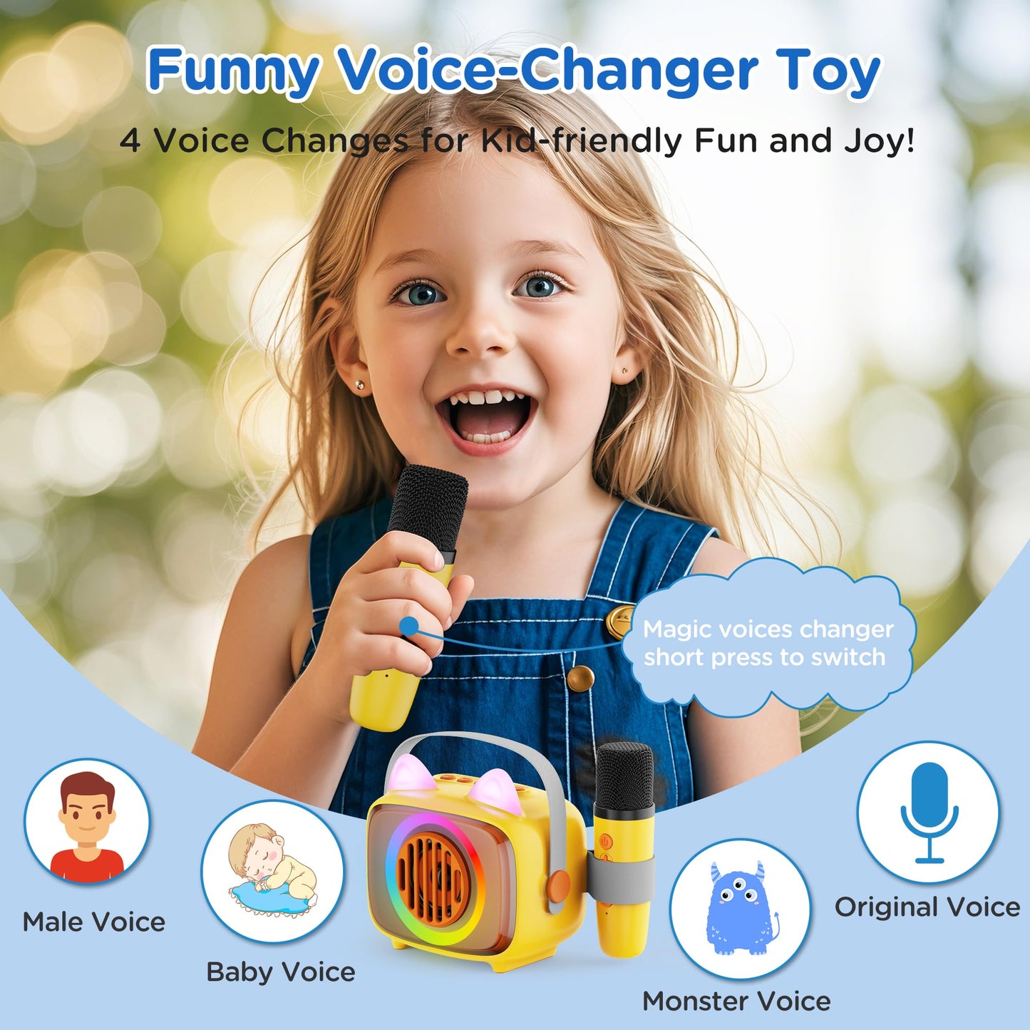 BIGASUO Bluetooth Karaoke Machine with 2 Microphones