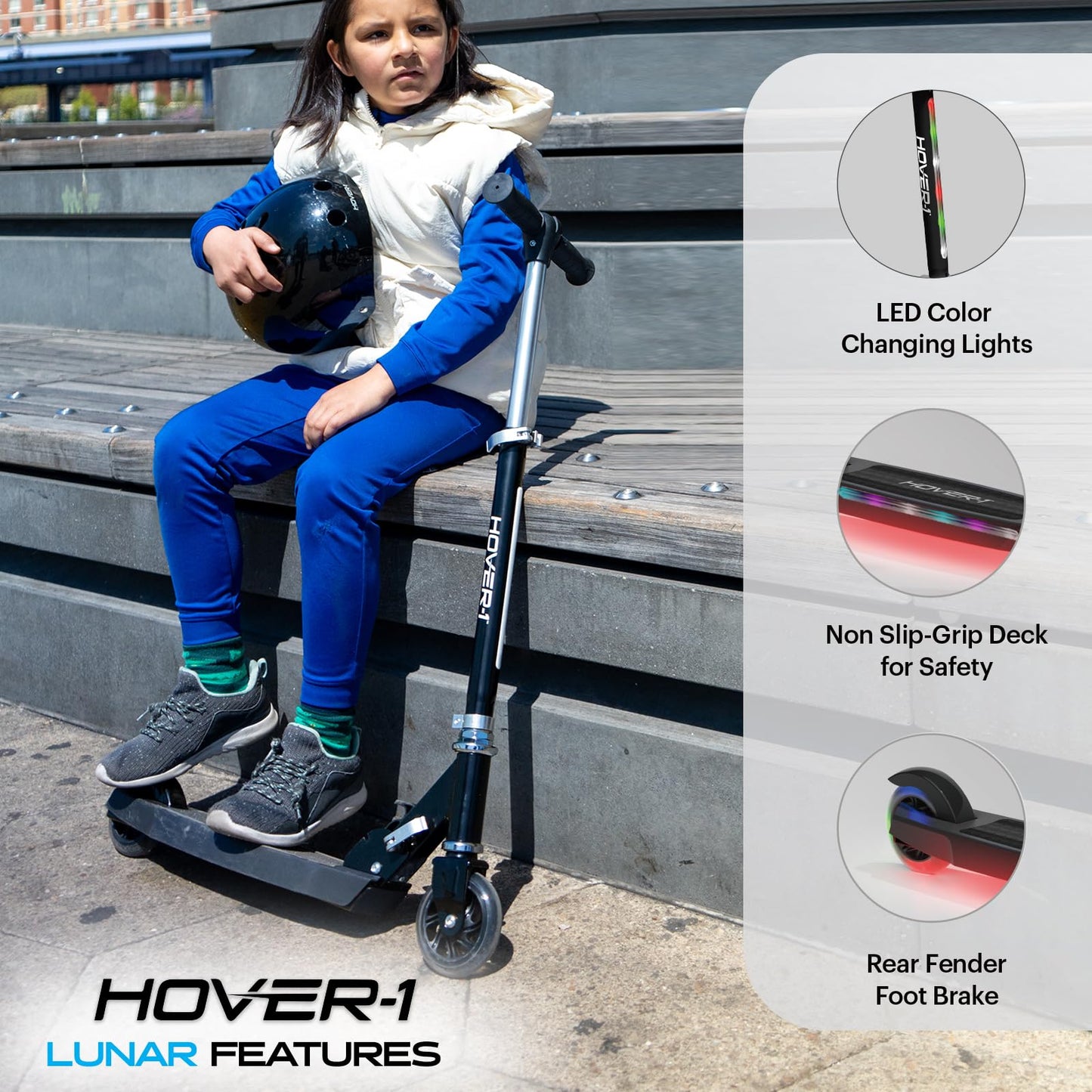 Hover-1 Kids Folding Kick Scooter with LED Wheels