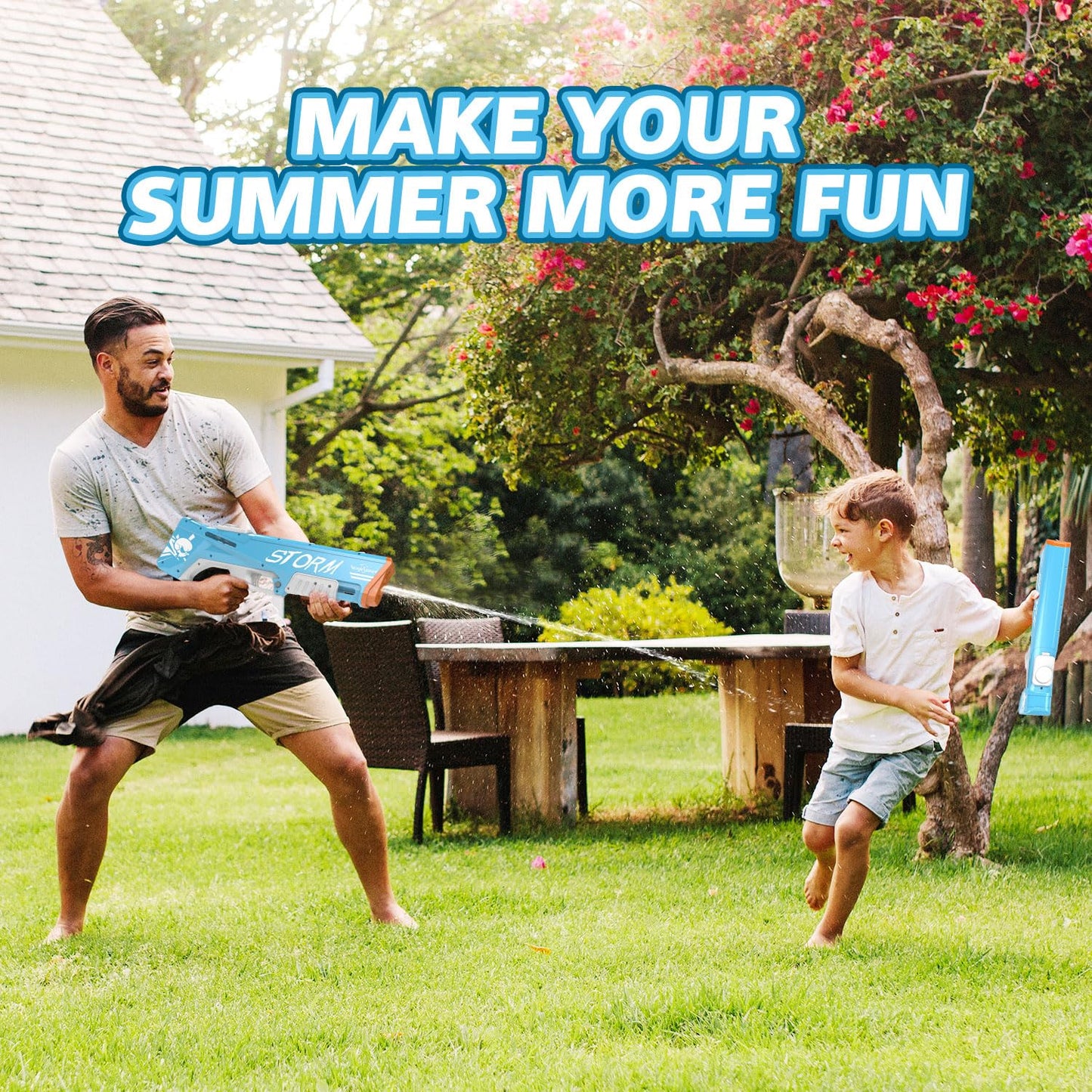 EagleStone Electric Water Gun Squirt Gun for Adults Kids Ages 8-12, Automatic Super Powerful Soaker Water Guns 33FT Long Range, Auto Absorption Modular Battery Powered, Summer Pool Outdoor Game Toys