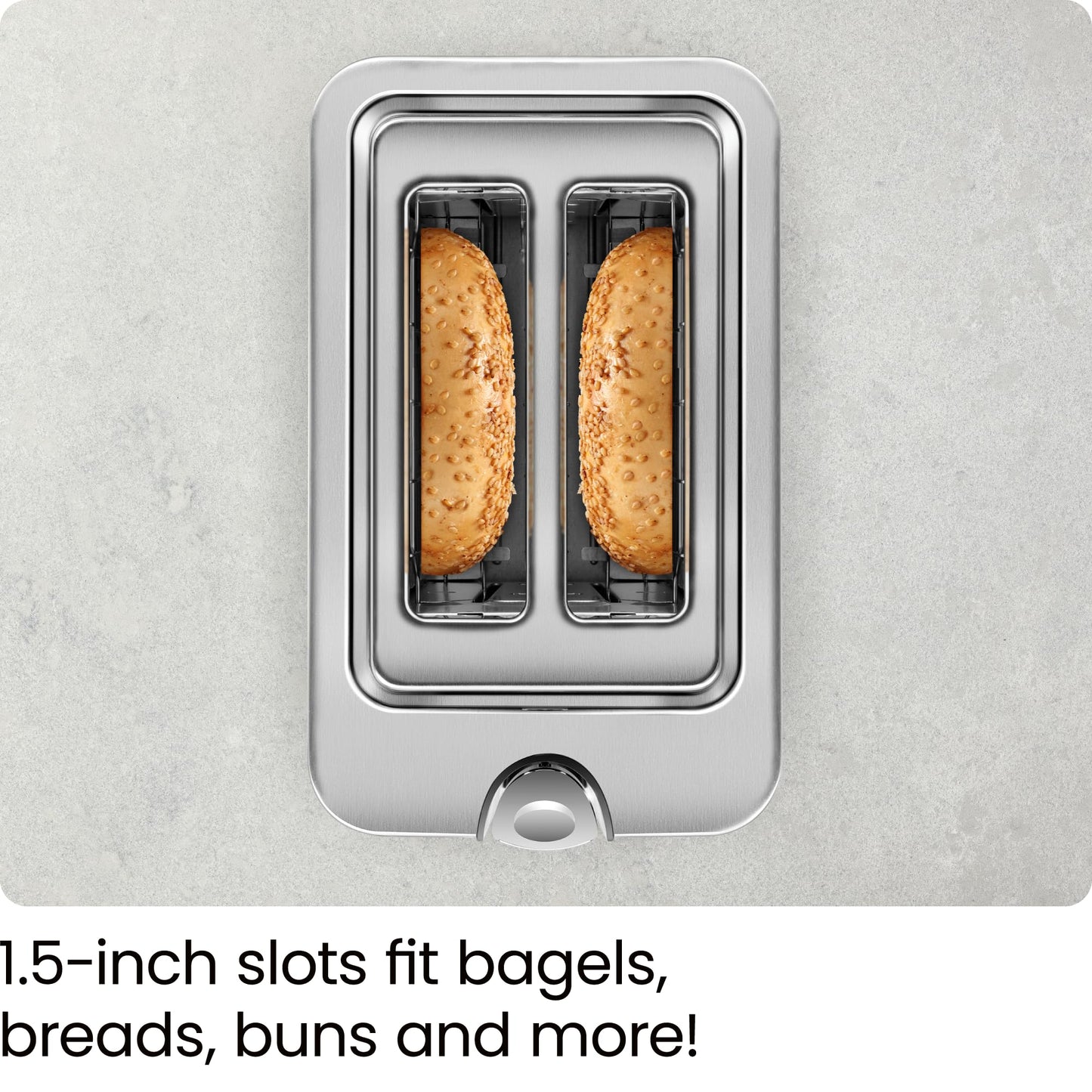 Chefman 2-Slice Digital Toaster, Pop-Up, Stainless Steel, Extra-Wide Slots For Bagels, Defrost, Reheat, Cancel Functions, Removable Crumb Tray