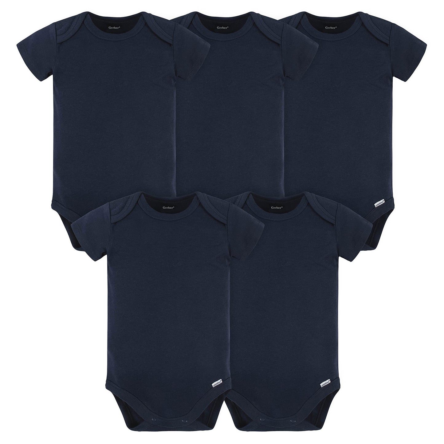 Gerber 5-Pack Baby Onesies, Navy, 0-3 Months