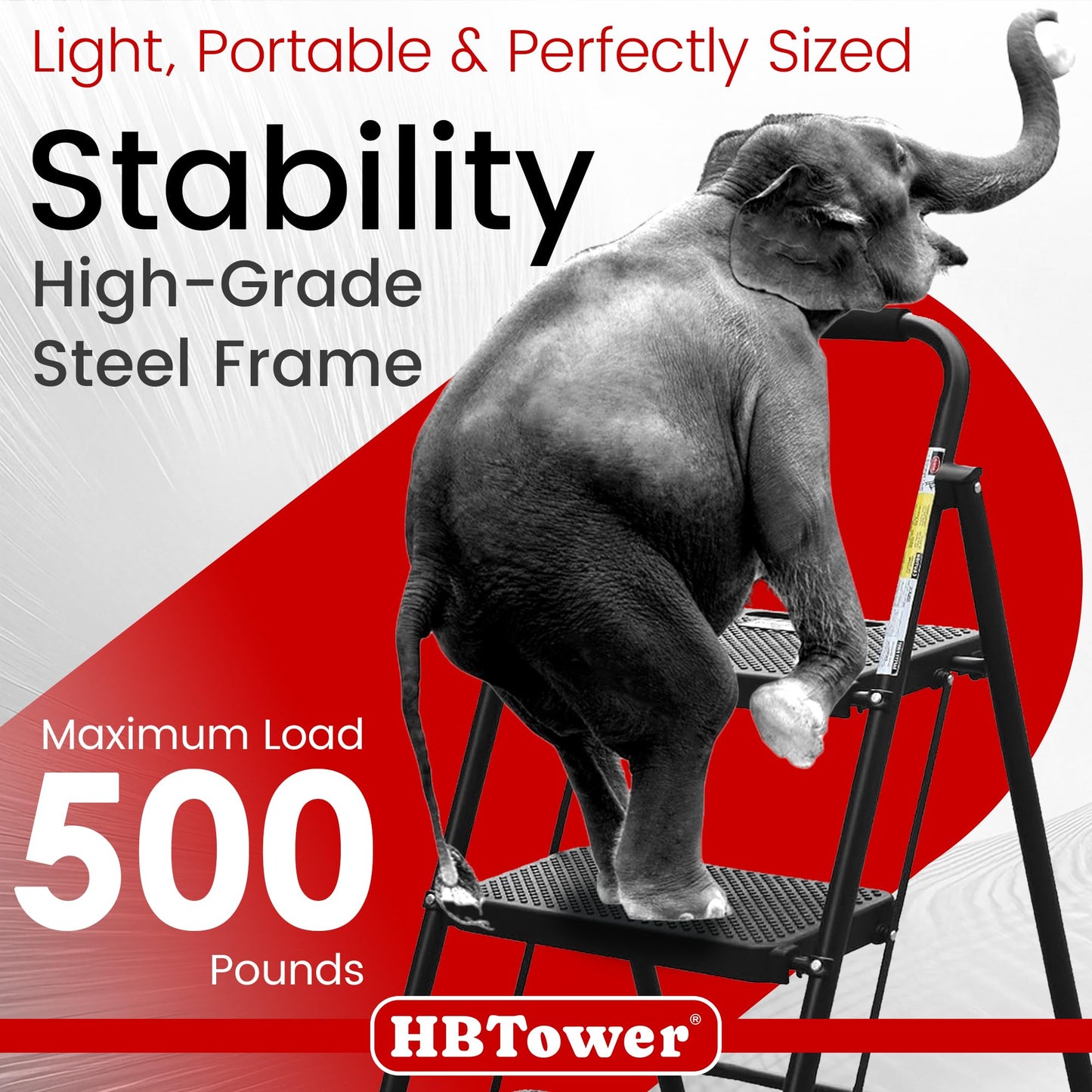 HBTower Folding Step Ladder with Handrail