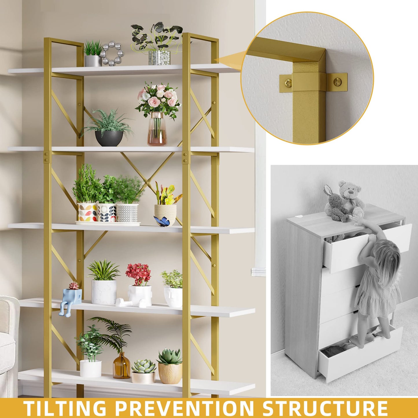 5-Tier YITAHOME Modern Bookshelf for Home Office