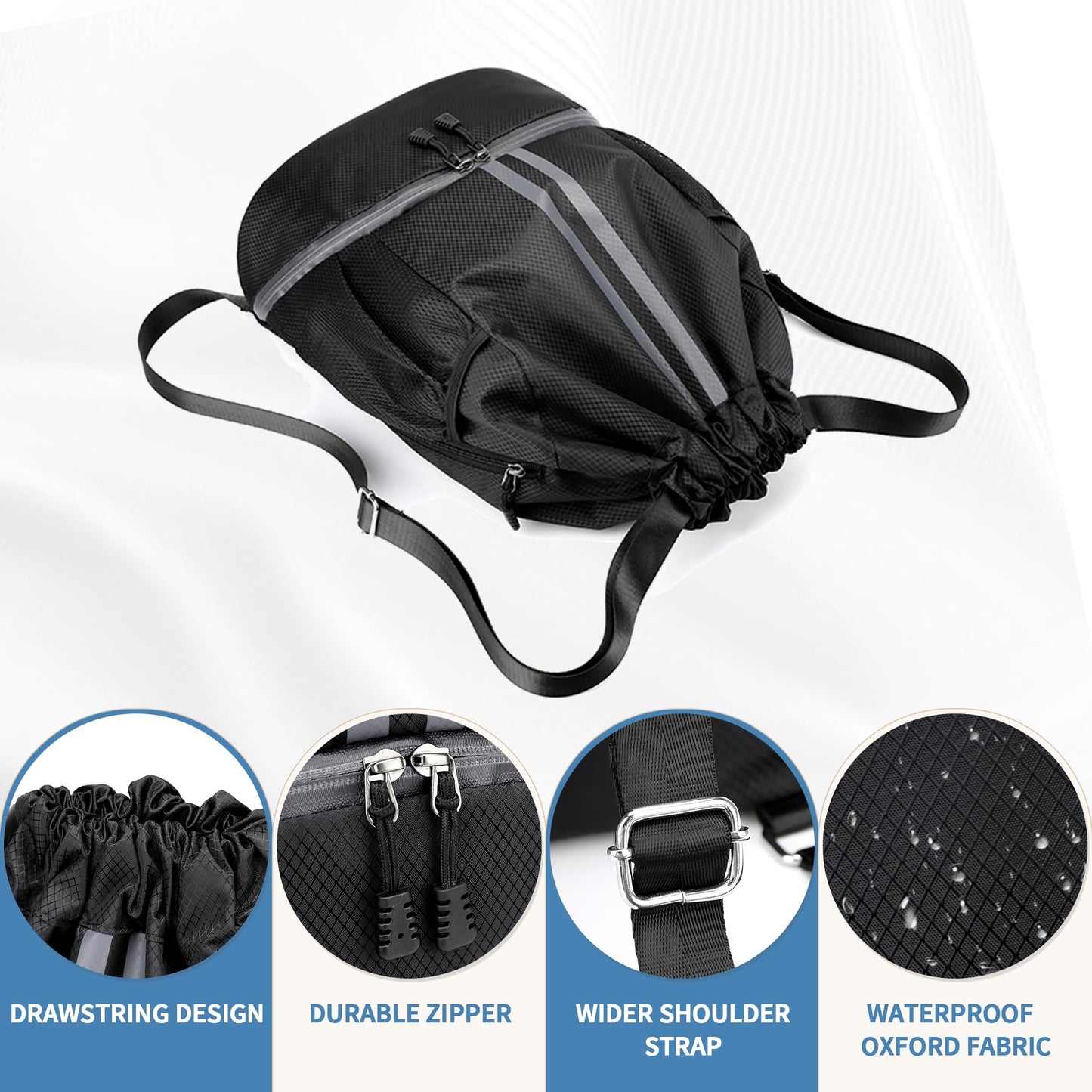 Drawstring Swim Backpack with Shoe Compartment