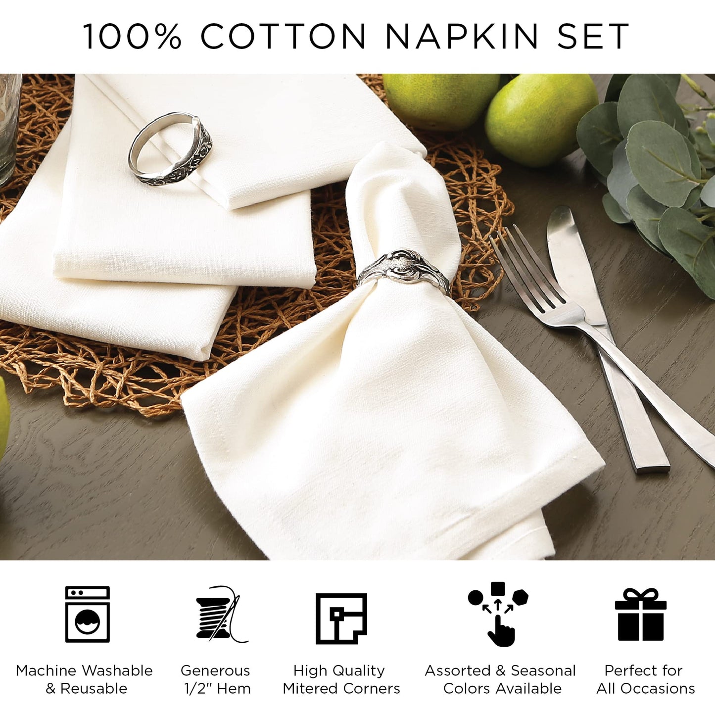 DII Gray & White Buffalo Check Napkin Set