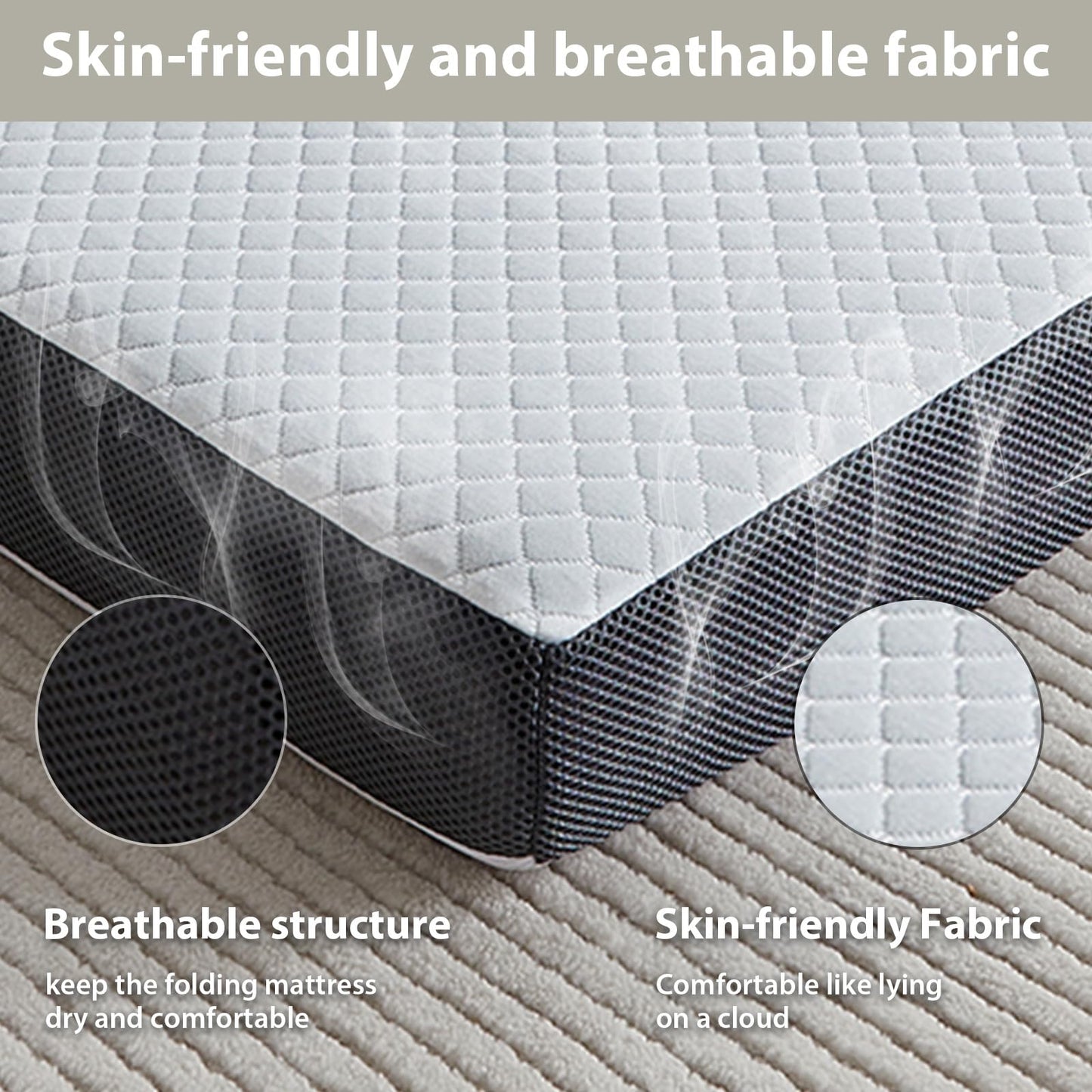 HUEIFY Twin Memory Foam Quad Folding Mattress