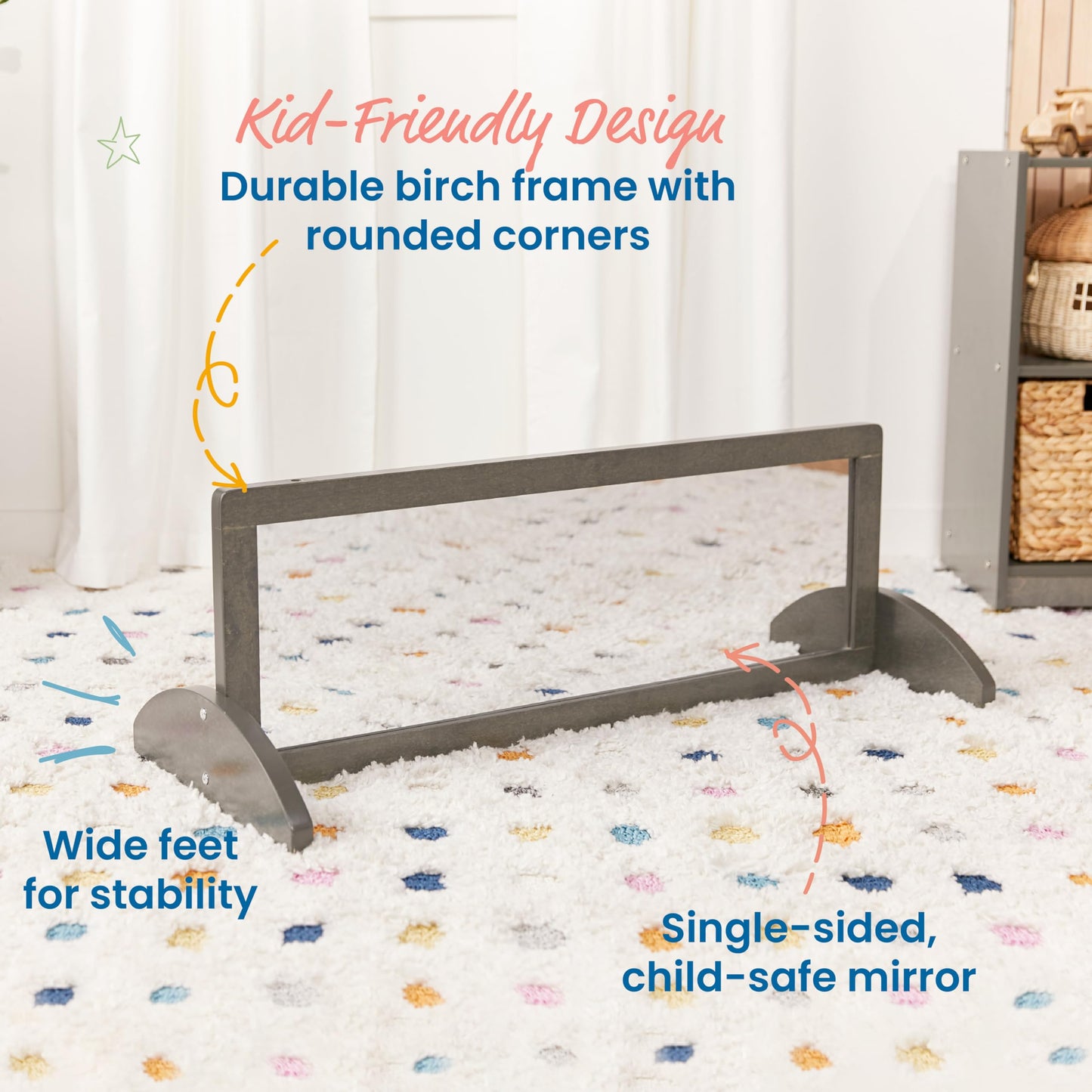 ECR4Kids Toddler Bi-Directional Mirror - Grey Wash