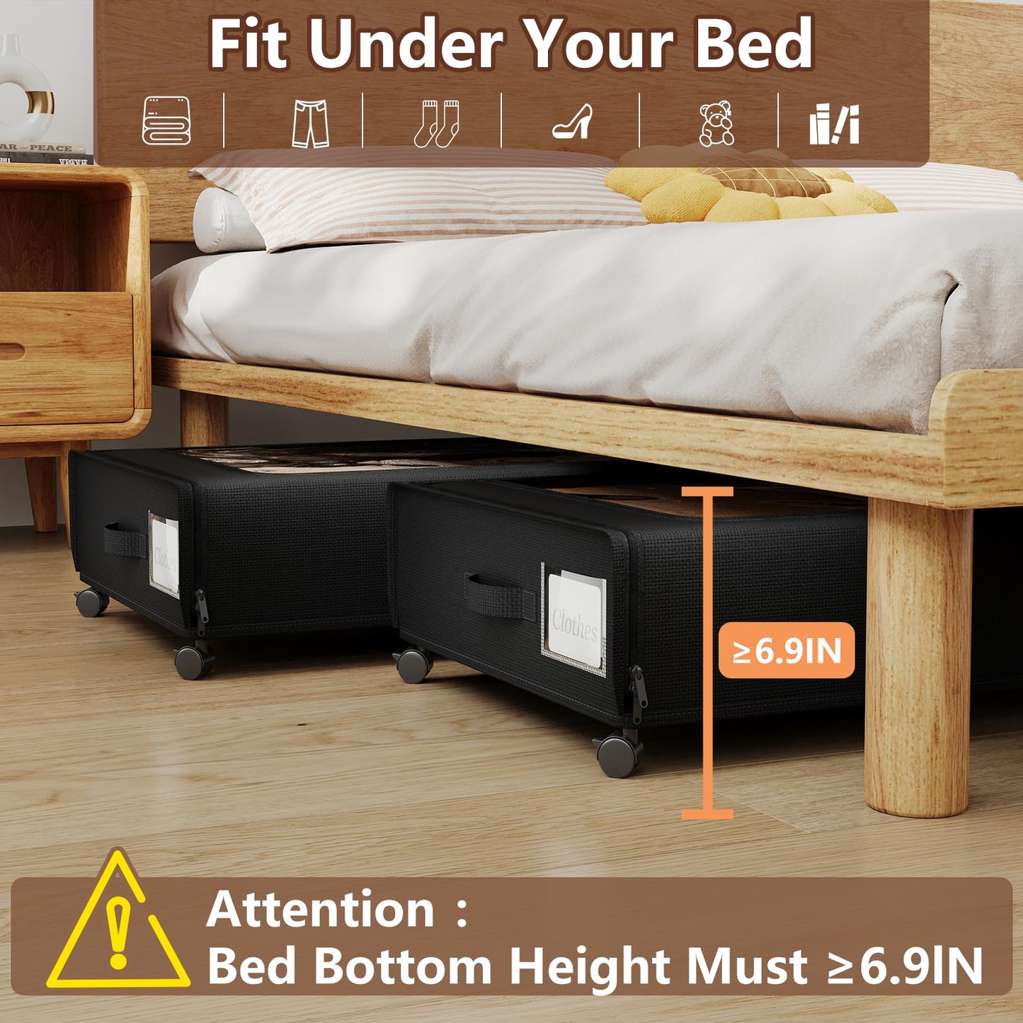 66L Under Bed Storage Organizer with Wheels