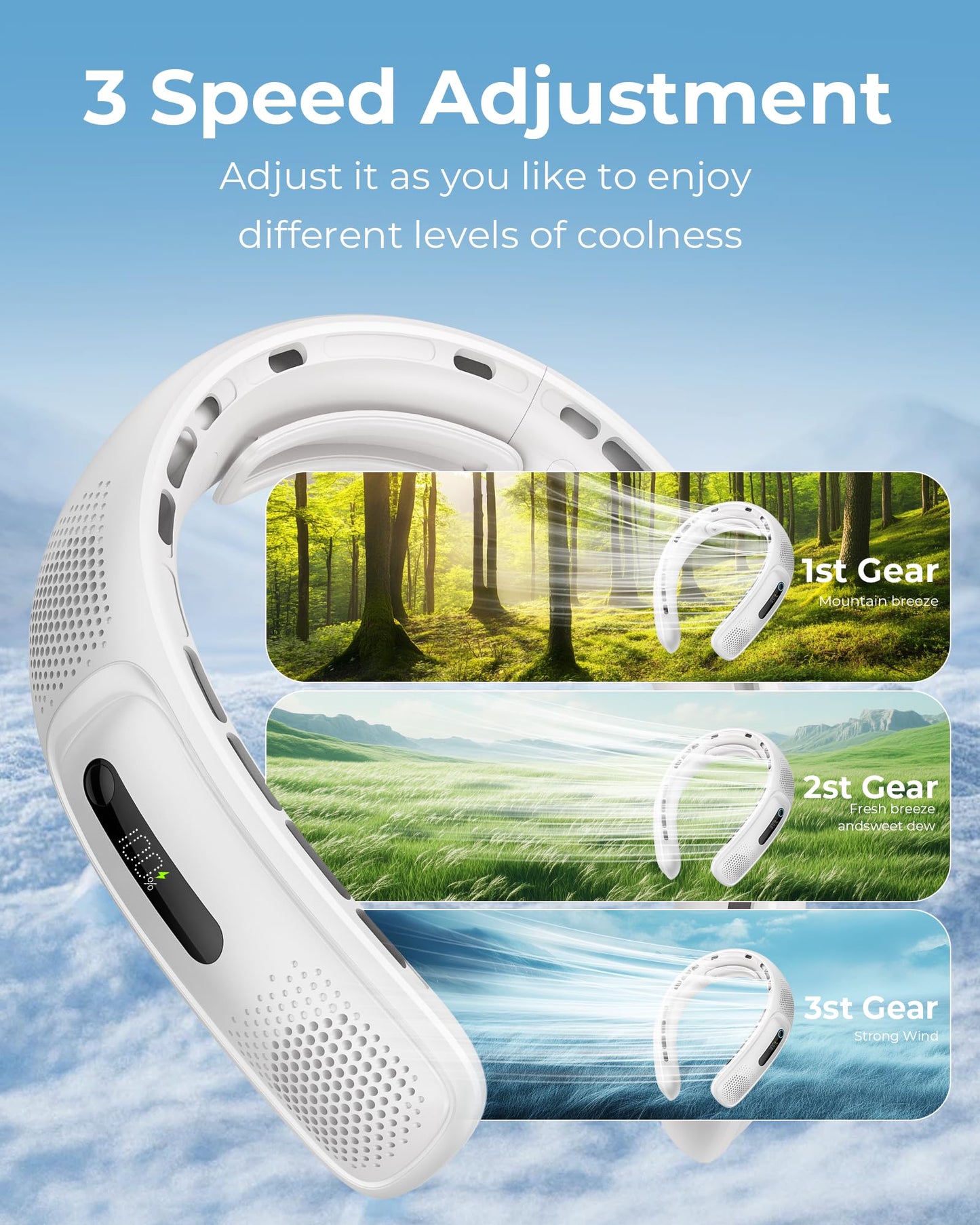 Portable Neck Fan with 360° Cooling