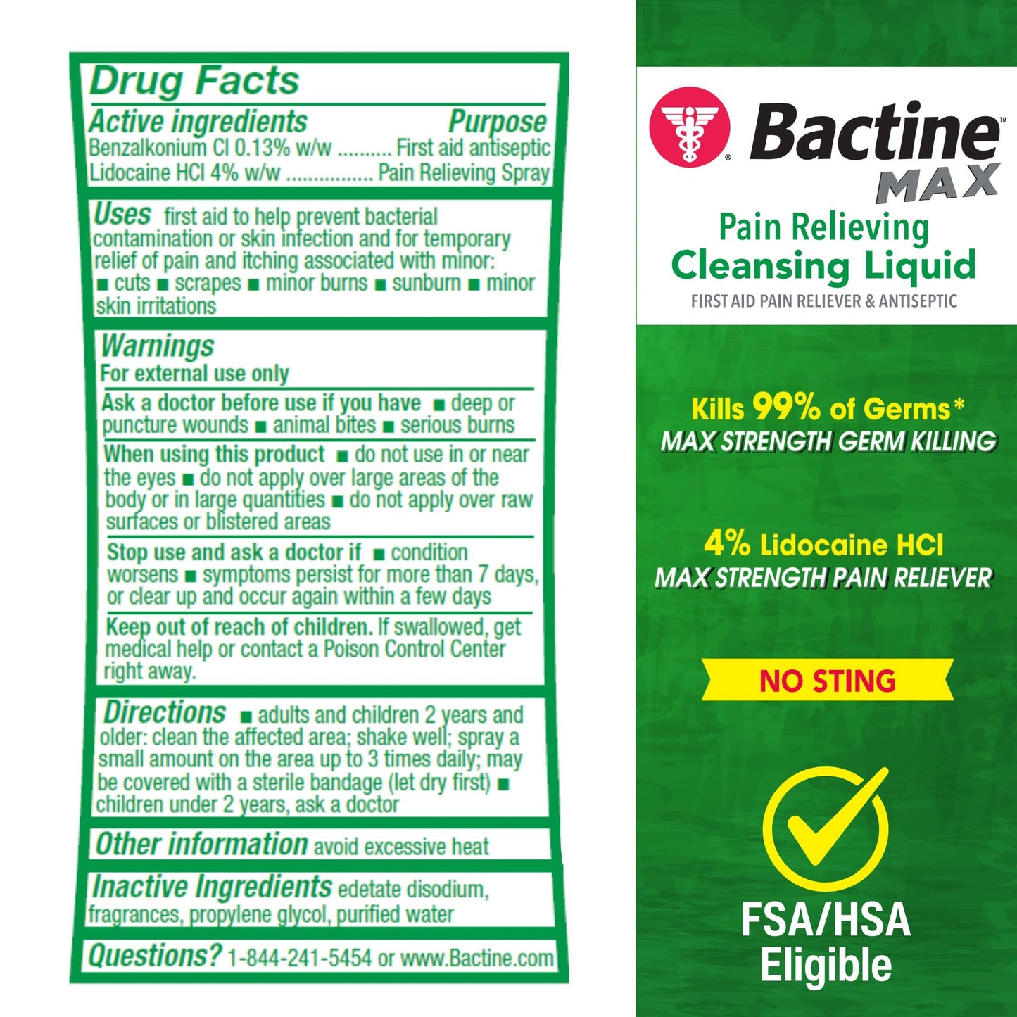Bactine MAX Pain Relief Cleansing Spray 5oz