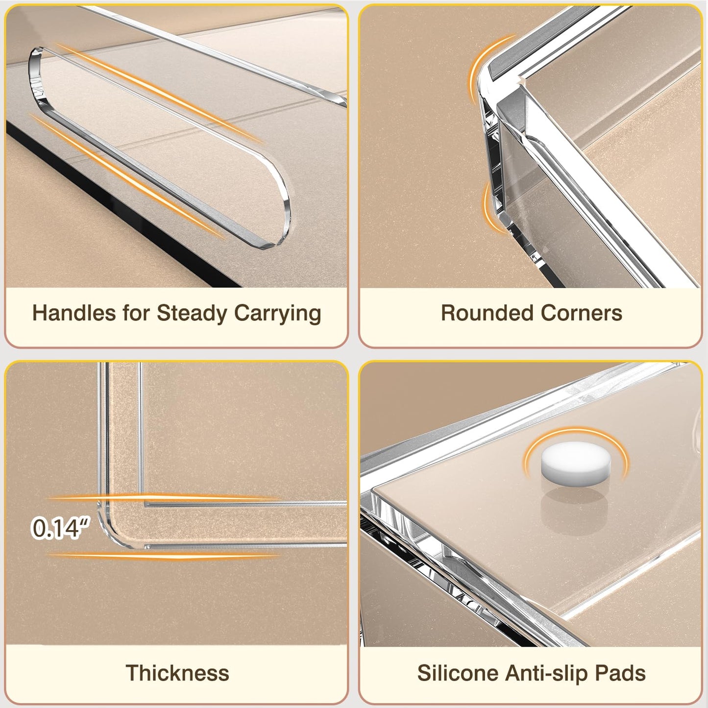 Acrylic Serving Tray with Handles by Qdetak
