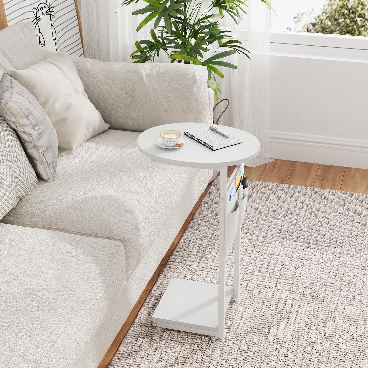C Shaped Side Table with Storage Bag