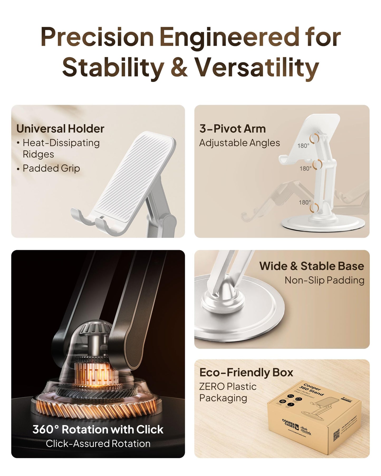 Cooper 360° Rotating Cell Phone Stand for Desk