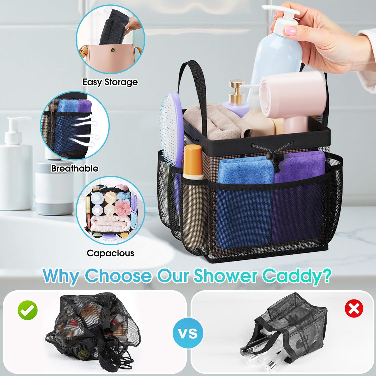 SmartTrends Large Mesh Shower Caddy Portable