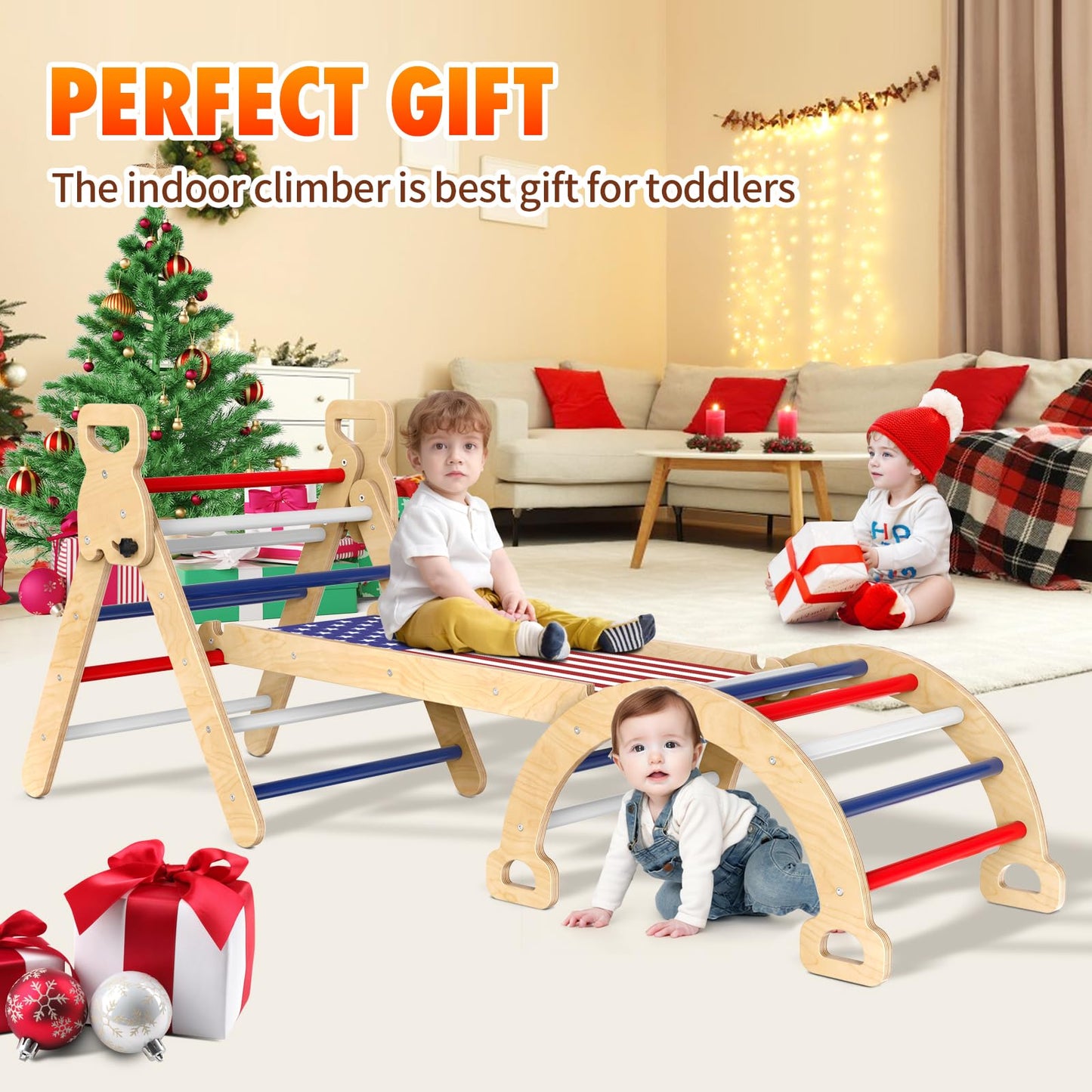 Wooden Montessori Climbing Triangle Set for Kids