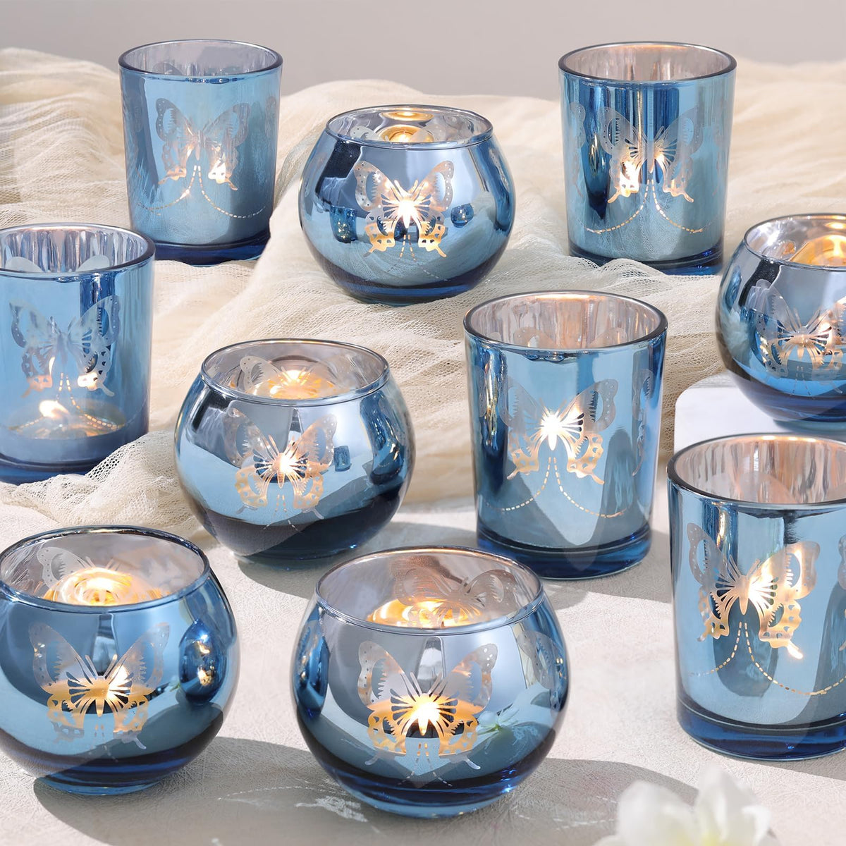 12 Pack Butterfly Pattern Tealight Candle Holders