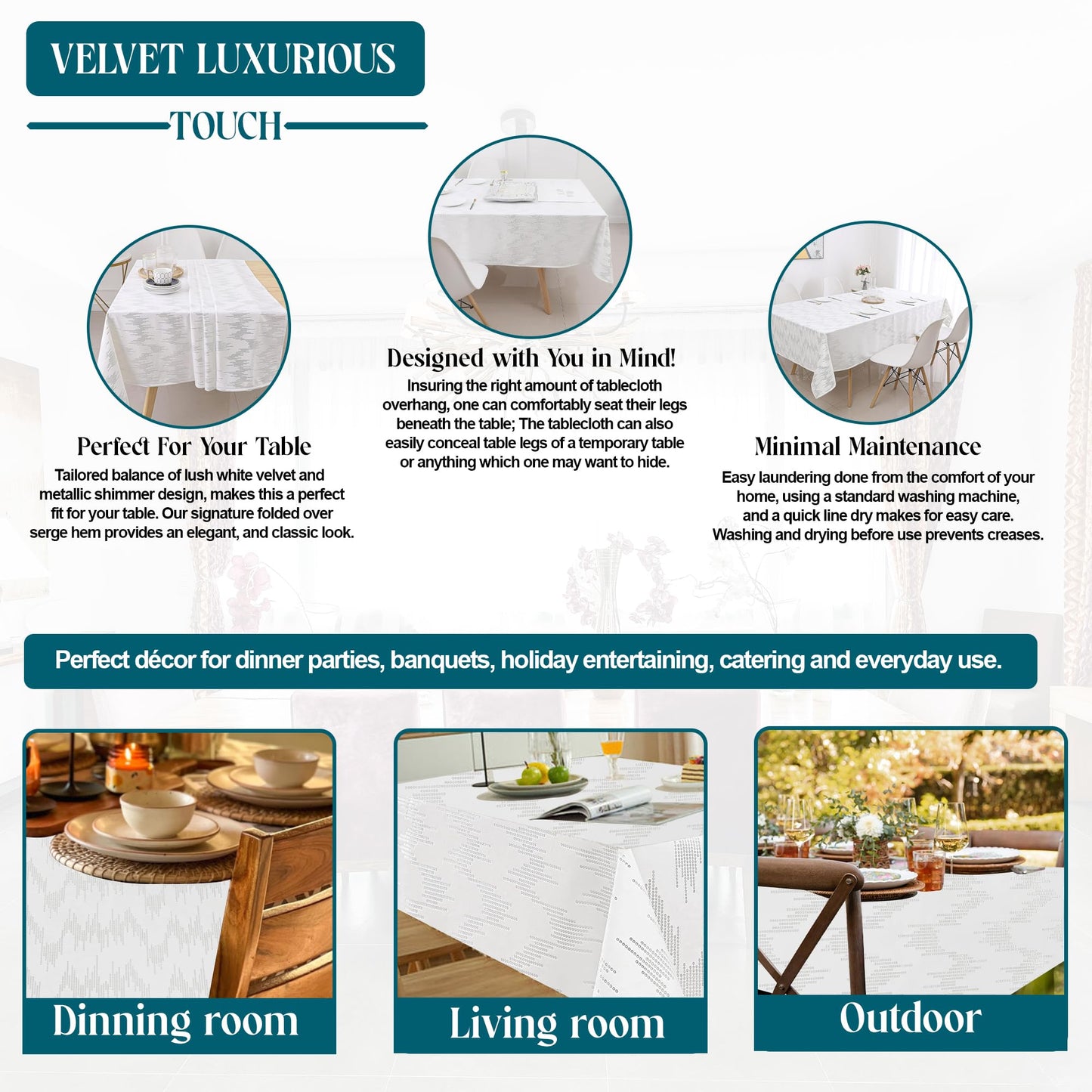 Rectangle Velvet Tablecloth by Majestic Giftware