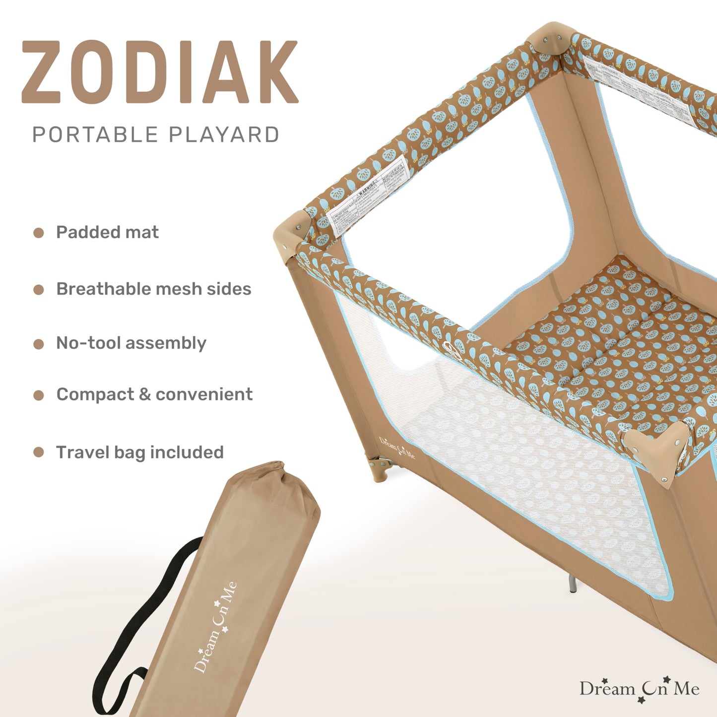 Dream On Me Zodiak Portable Baby Playard - Coffee/Blue