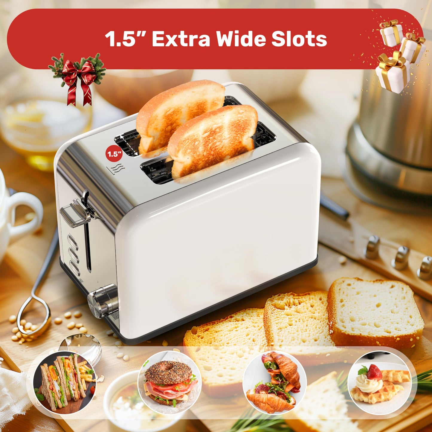 2-Slice Toaster with Extra Wide Slot & Functions