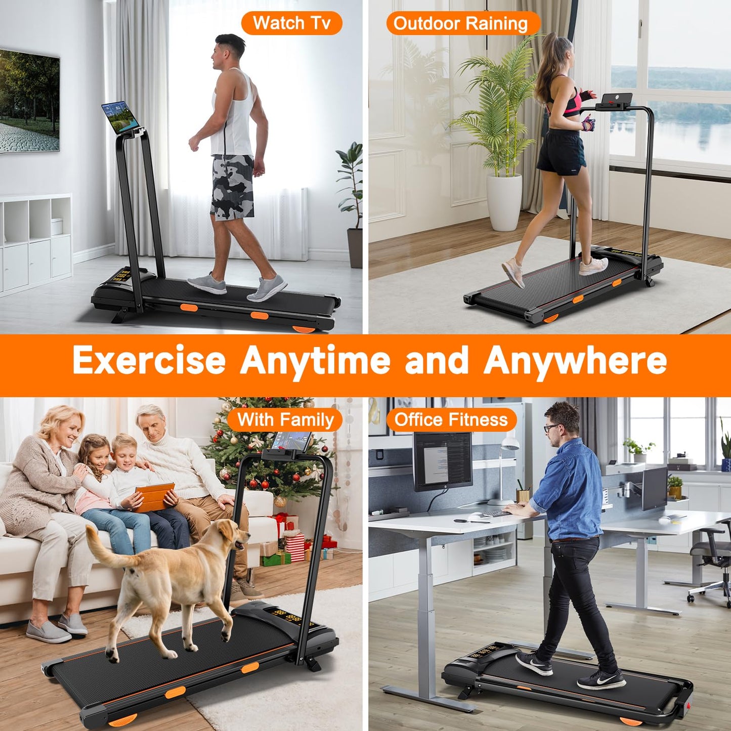 Fasion Trek Run Walking Pad Treadmill with Handle Bar, 6% Manual Incline & 0.6-7.5MPH, Under Desk Compact Treadmill with App Control, Safety Key, 300lbs Capacity, Double Deck Cushioning