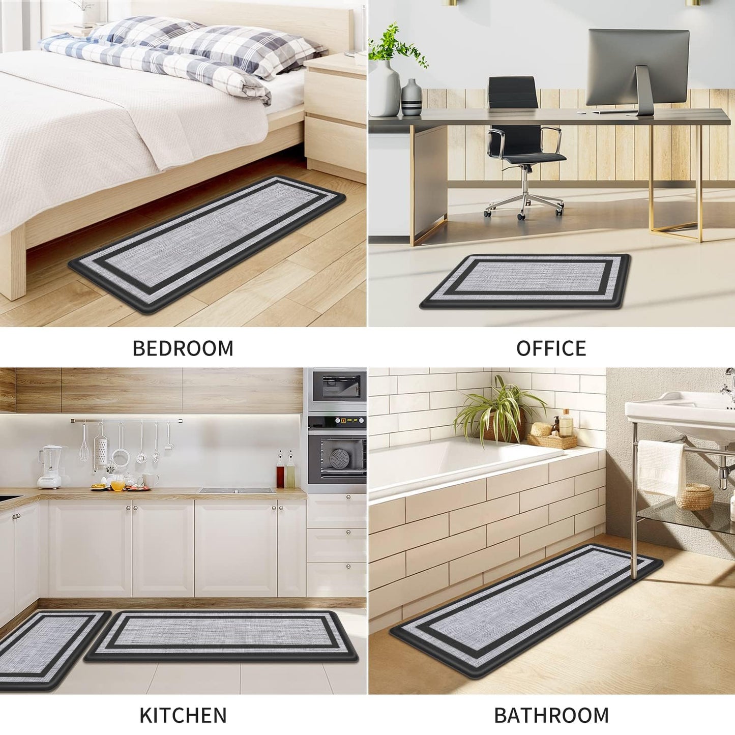 2 Pack Anti-Fatigue Kitchen Mats Waterproof Non-Skid