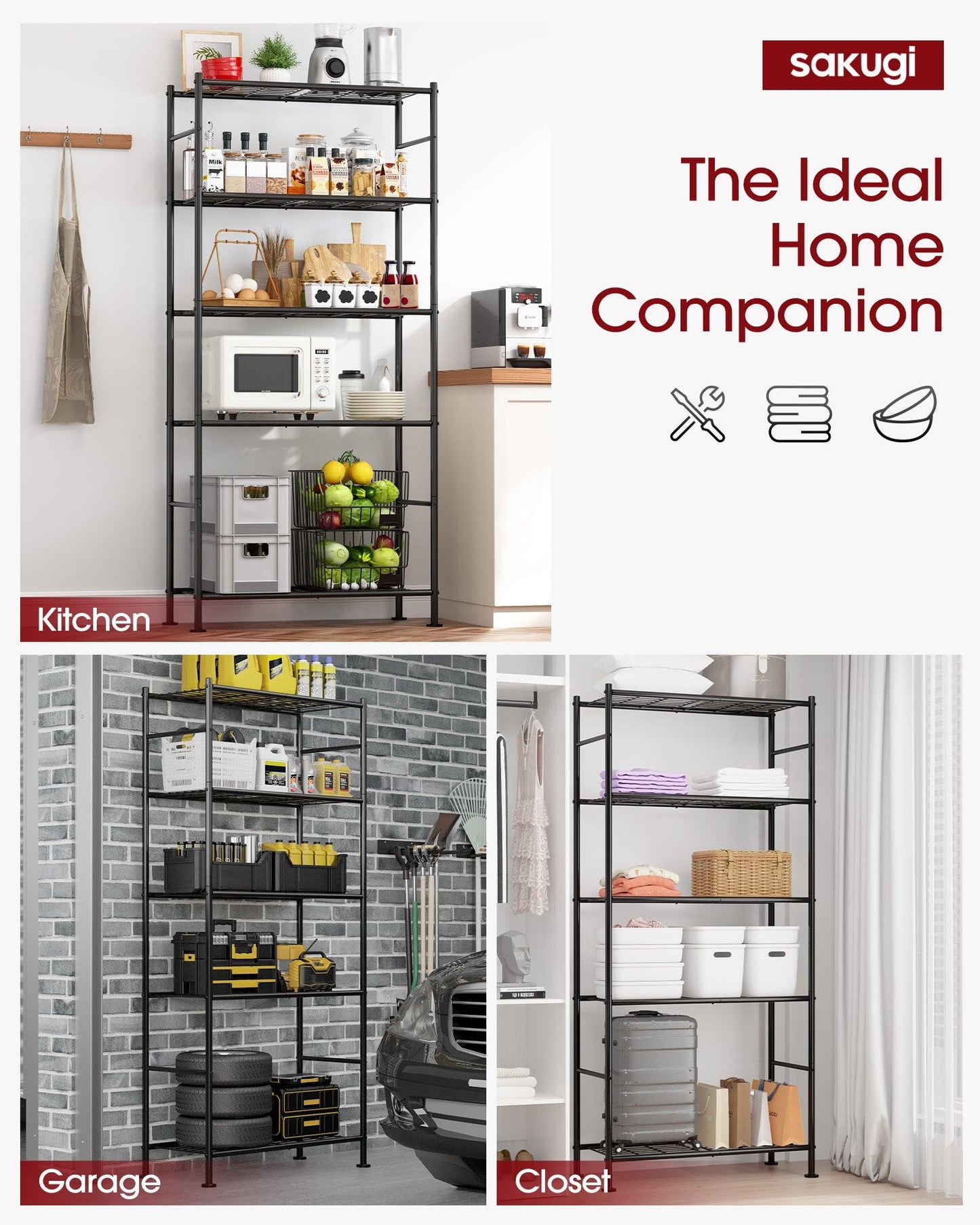 5-Tier Heavy Duty Storage Shelves Organizer