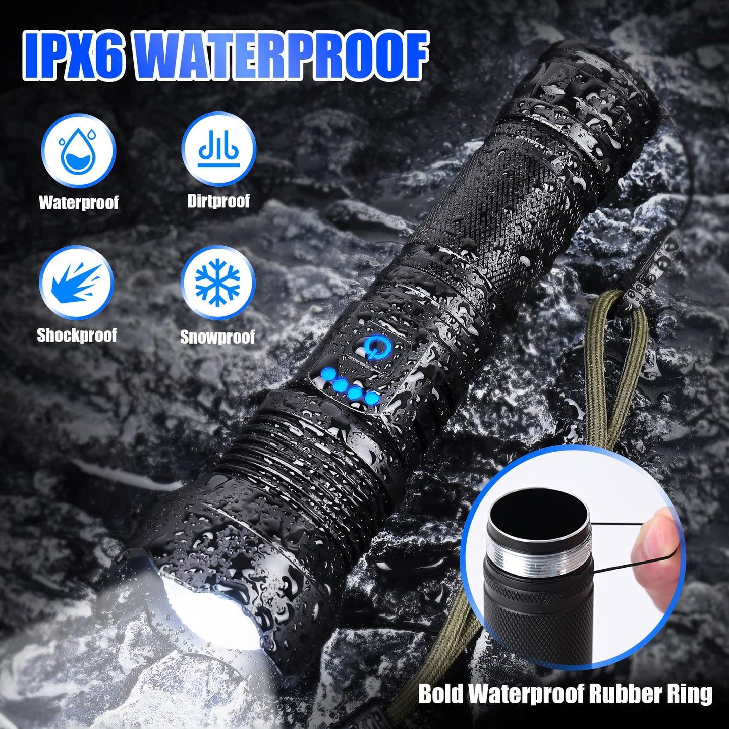 Foleto 100000 Lumen Rechargeable Tactical Flashlight