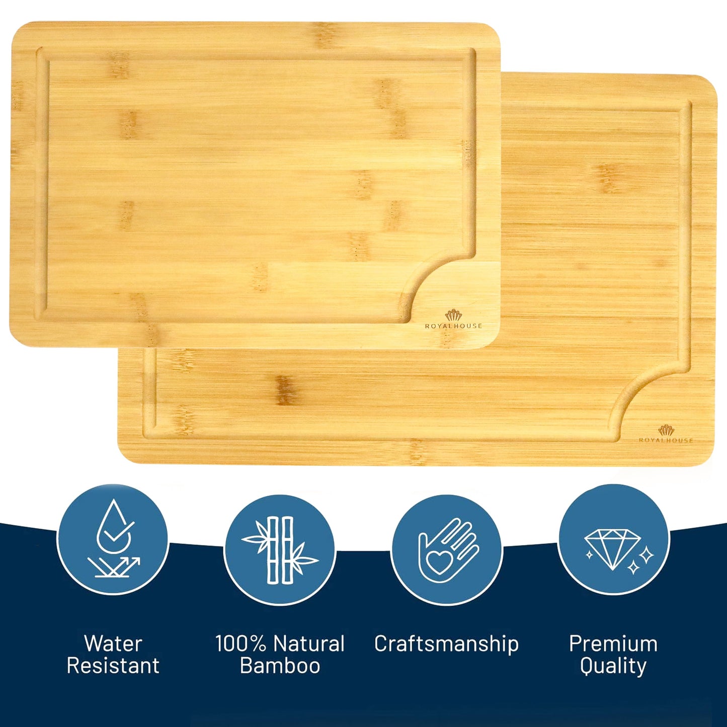 Bamboo Cutting Boards Set with Juice Groove