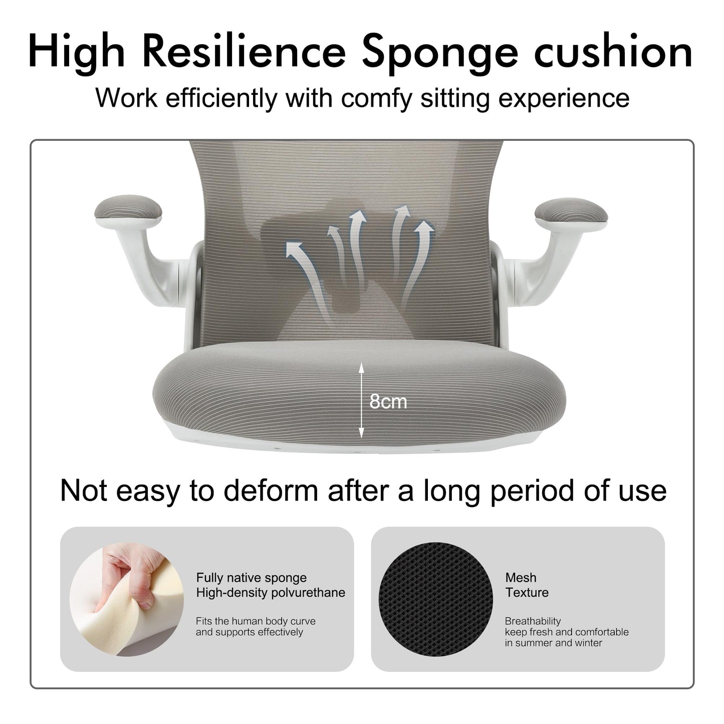 Apusen Ergonomic Office Chairs with Adjustable Lumbar Support,Mesh Desk Chair with Adjustable Arms and Wheels,Computer Desk Chair for Home Office Essentials(Headrests,White)