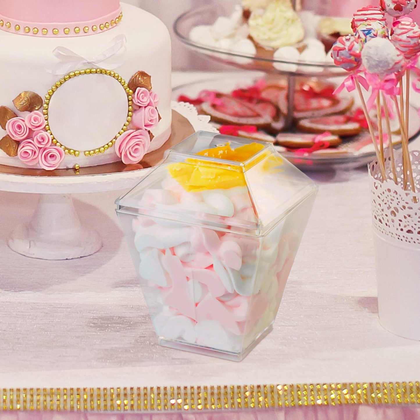 50 Pack Mini Dessert Cups with Lids & Spoons