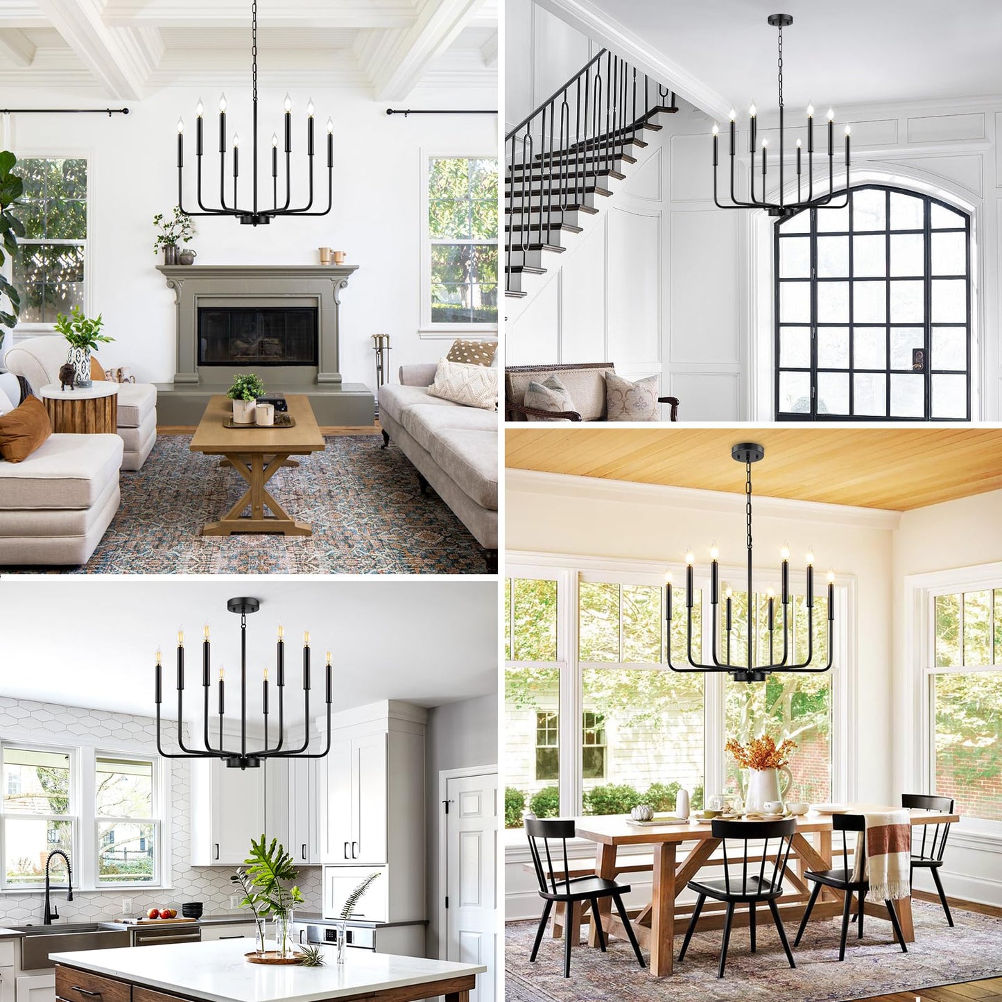 8-Light Industrial Chandelier for Dining Room