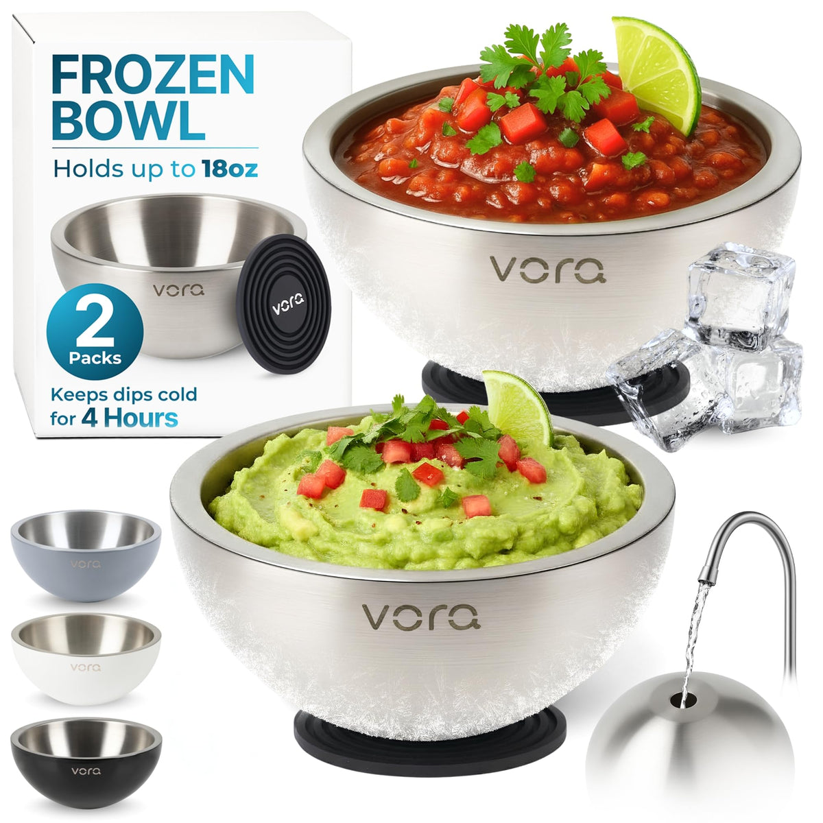 2 Pack Insulated Stainless Steel Dip Chiller Bowls
