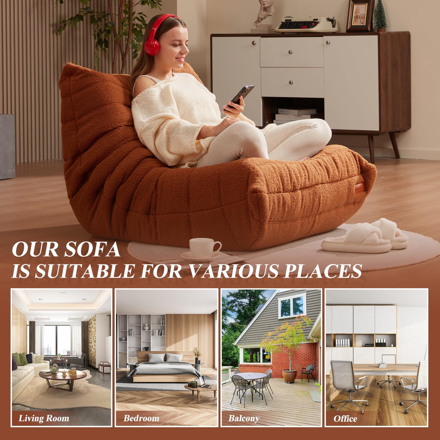 Bean Bag Chair with Memory Foam for Adults