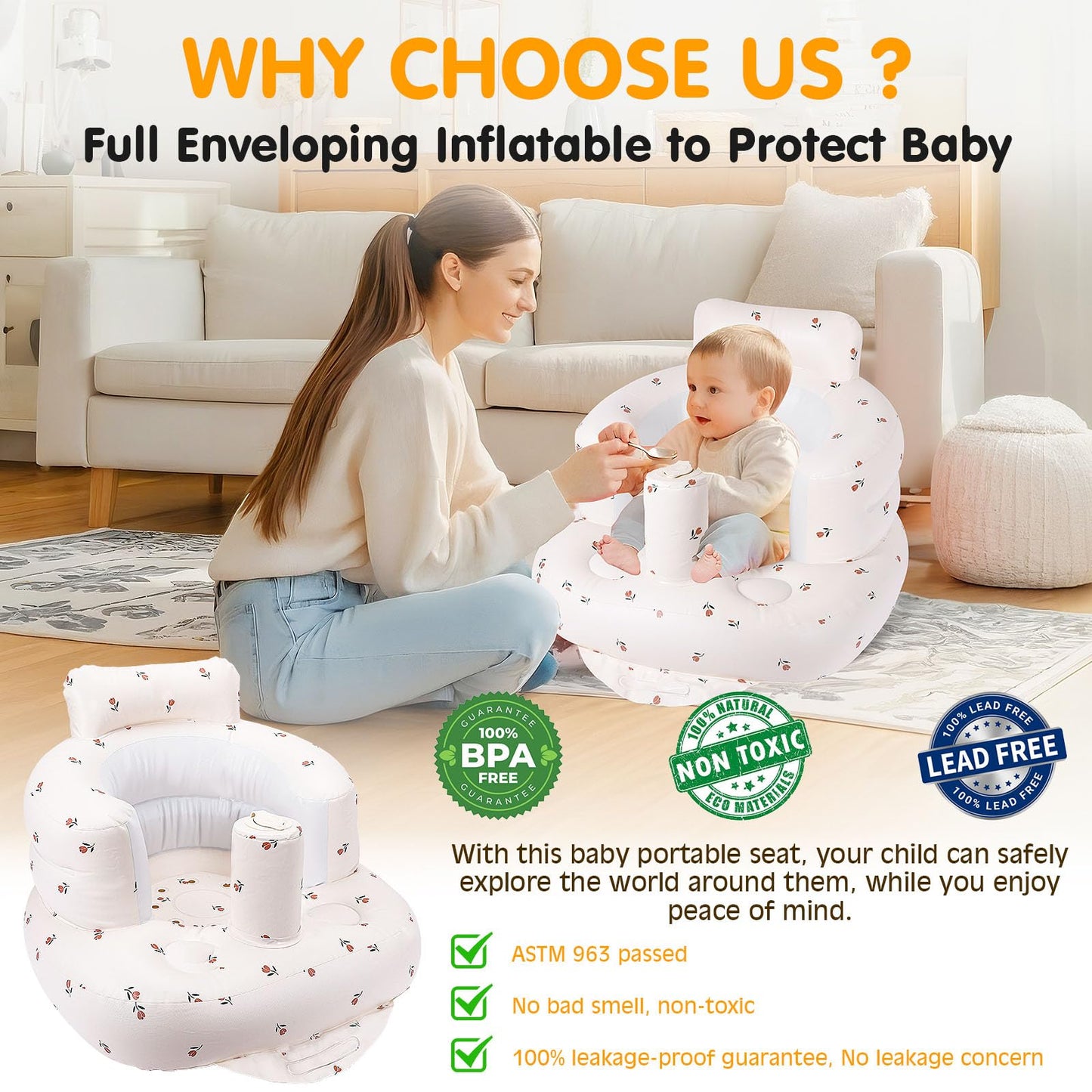 Momsnug Inflatable Baby Seat with Built-in Pump