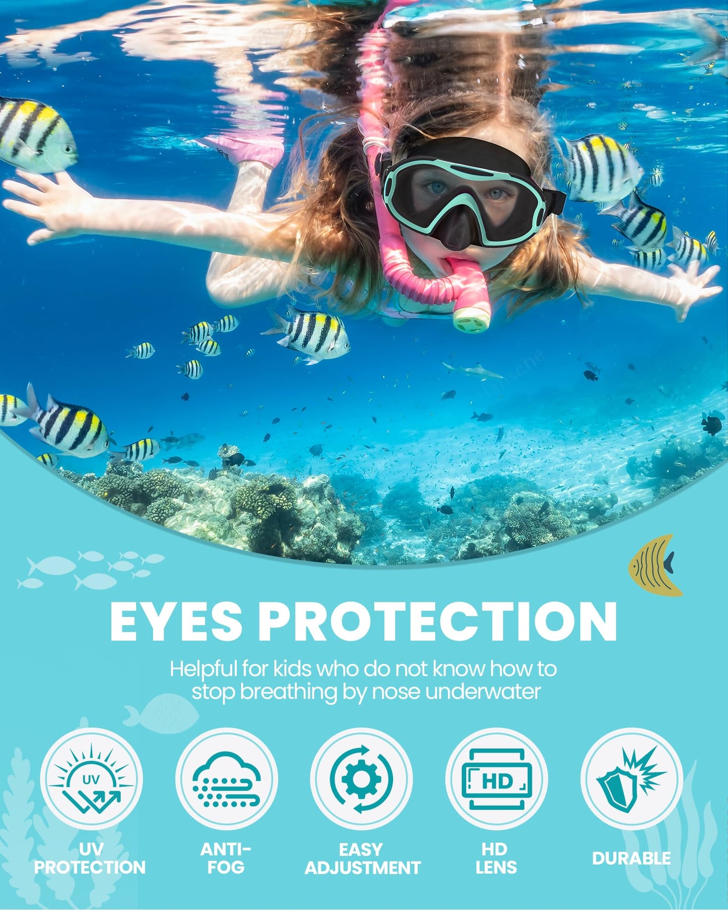 Kids Swim Goggles with Nose Cover by OutdoorMaster