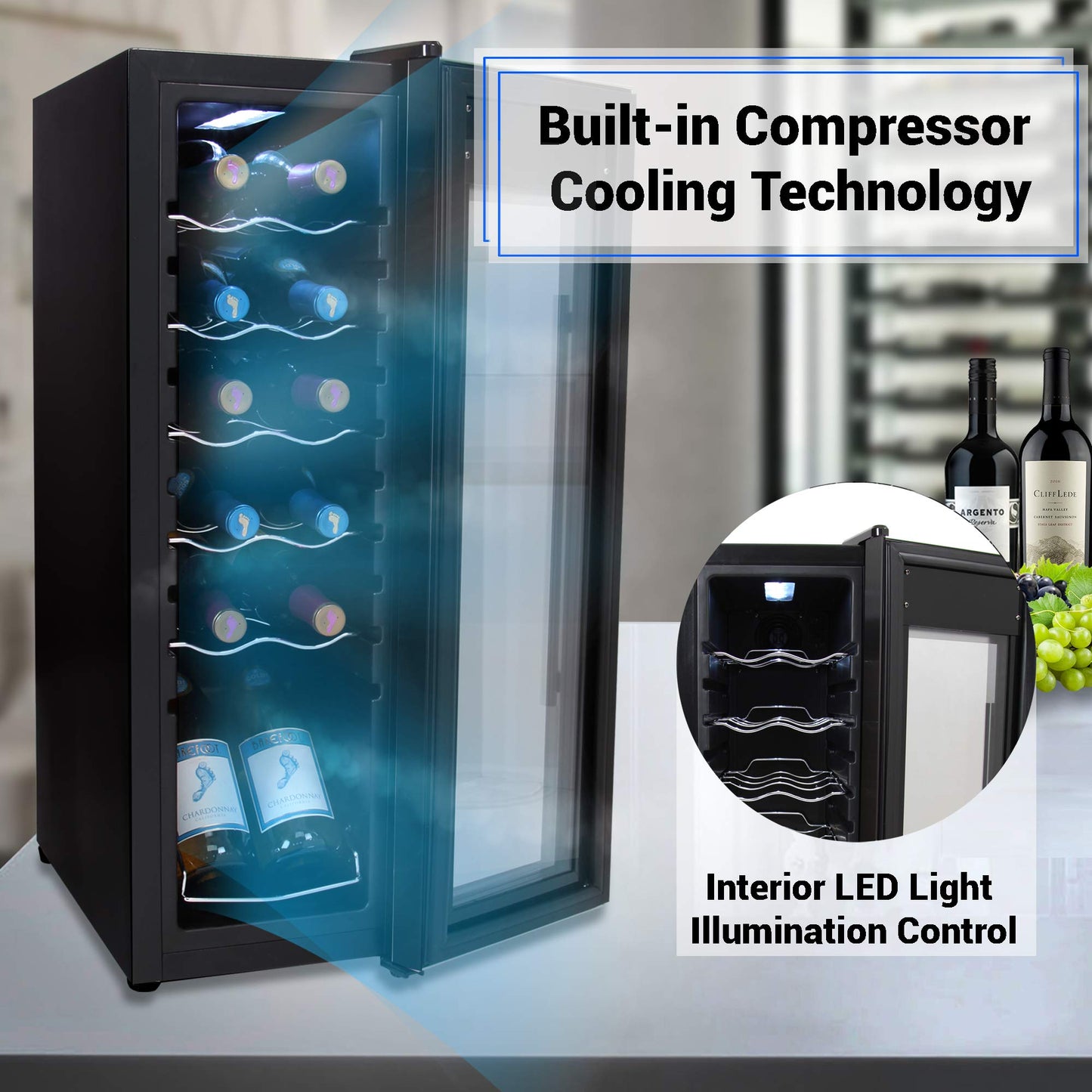 12-Bottle NutriChef Mini Wine Fridge Chiller