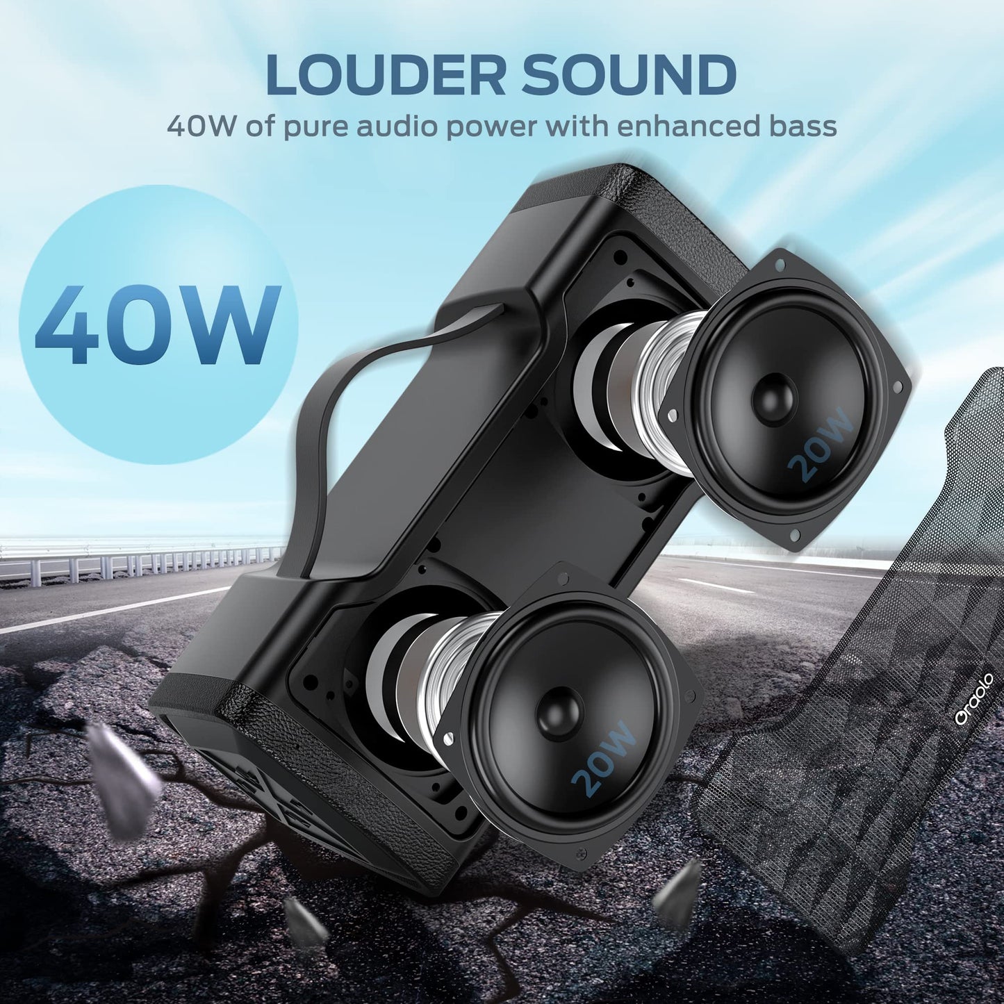 Oraolo 40W Waterproof Bluetooth Speaker for Parties