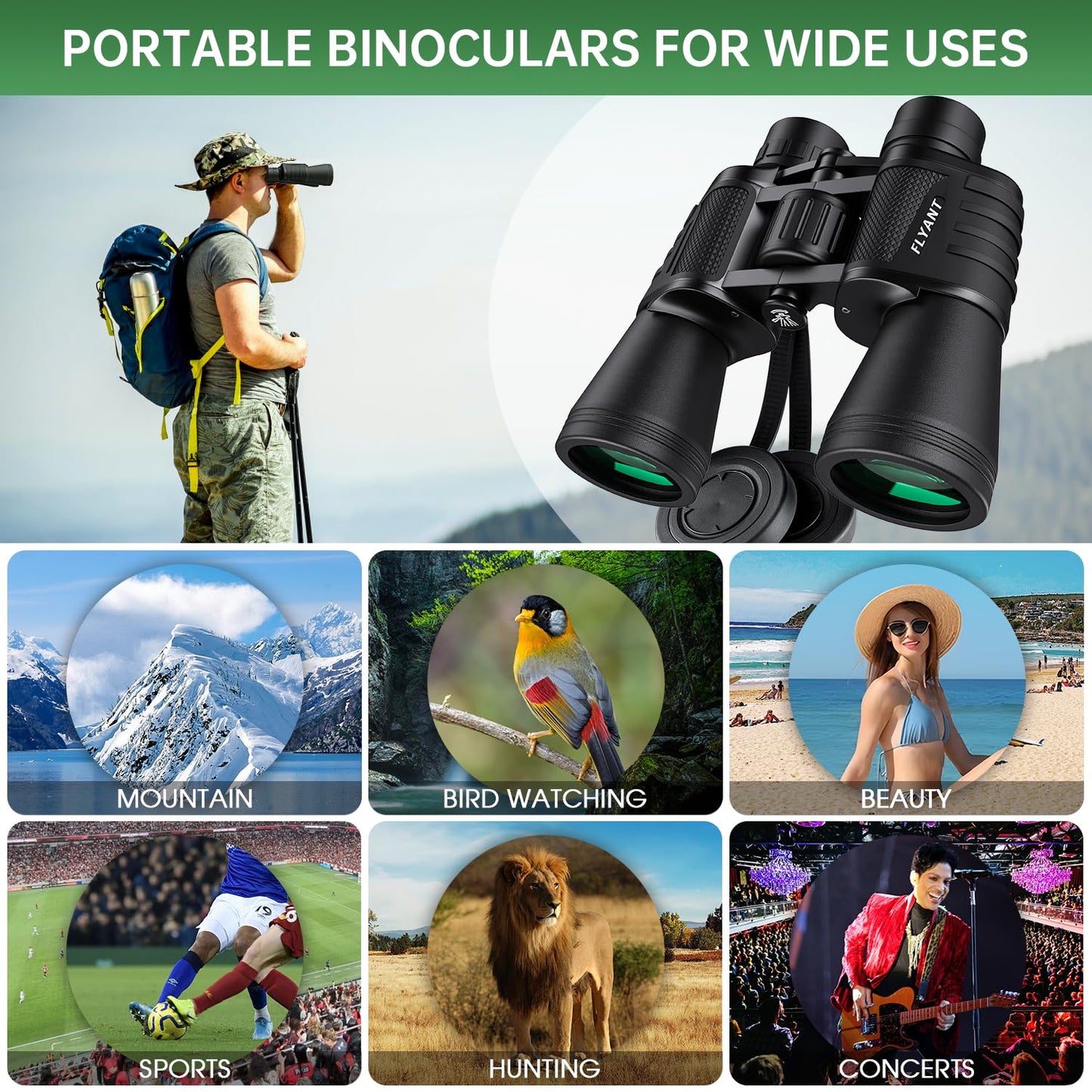 High Powered Waterproof Binoculars for Adults