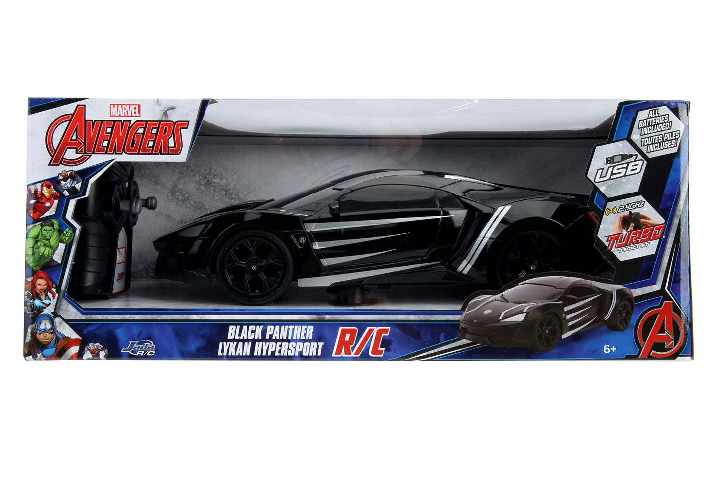 Marvel Black Panther 1:16 Lykan Hypersport RC Radio Control Cars, Toys for Kids and Adults