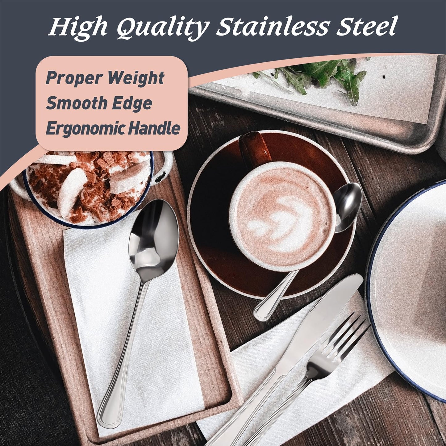 40-Piece Silverware Set for 8, Stainless Steel Flatware Cutlery Set For Home Kitchen Restaurant Hotel, Kitchen Utensils Set, Mirror Polished, Dishwasher Safe