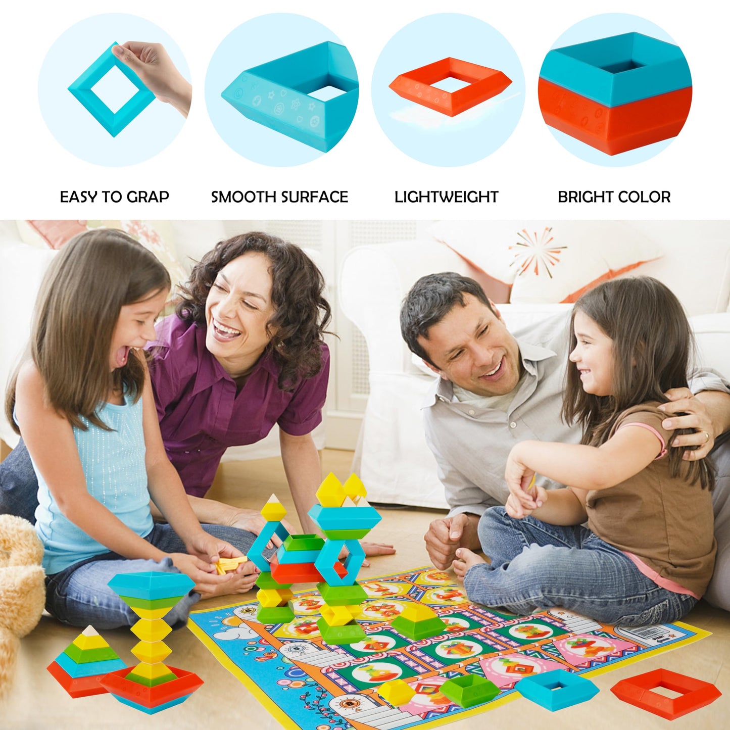 Ganowo Montessori Toys for 2 3 4 5 Year Old, 30 Pcs Pyramid Stacking Building Blocks Sensory Toys Learning Toys Preschool Gifts for Kids Age 2-4 3-5