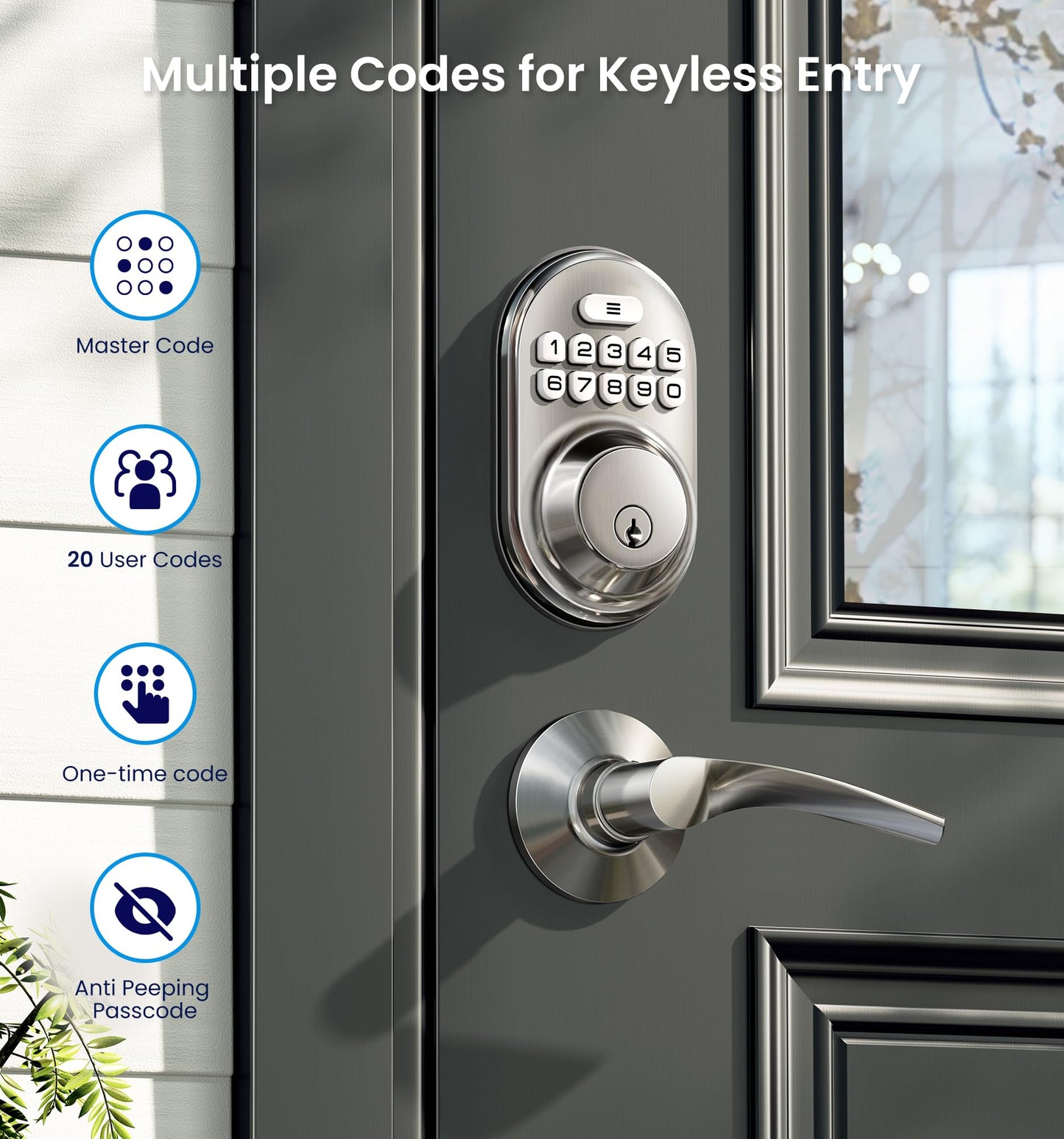 Keyless Entry Door Lock with Lever Handles