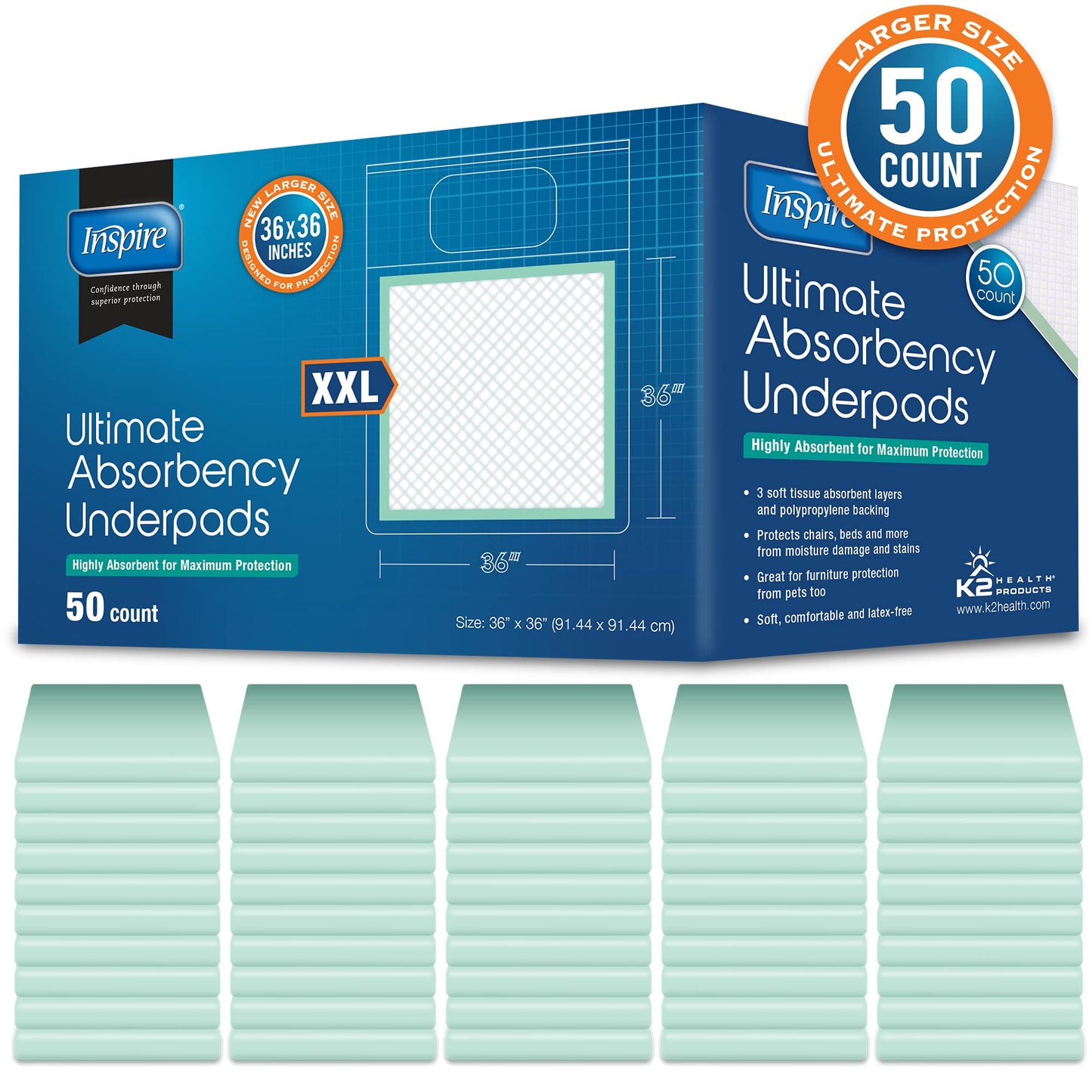 50 Pack Extra Large Disposable Bed Pads