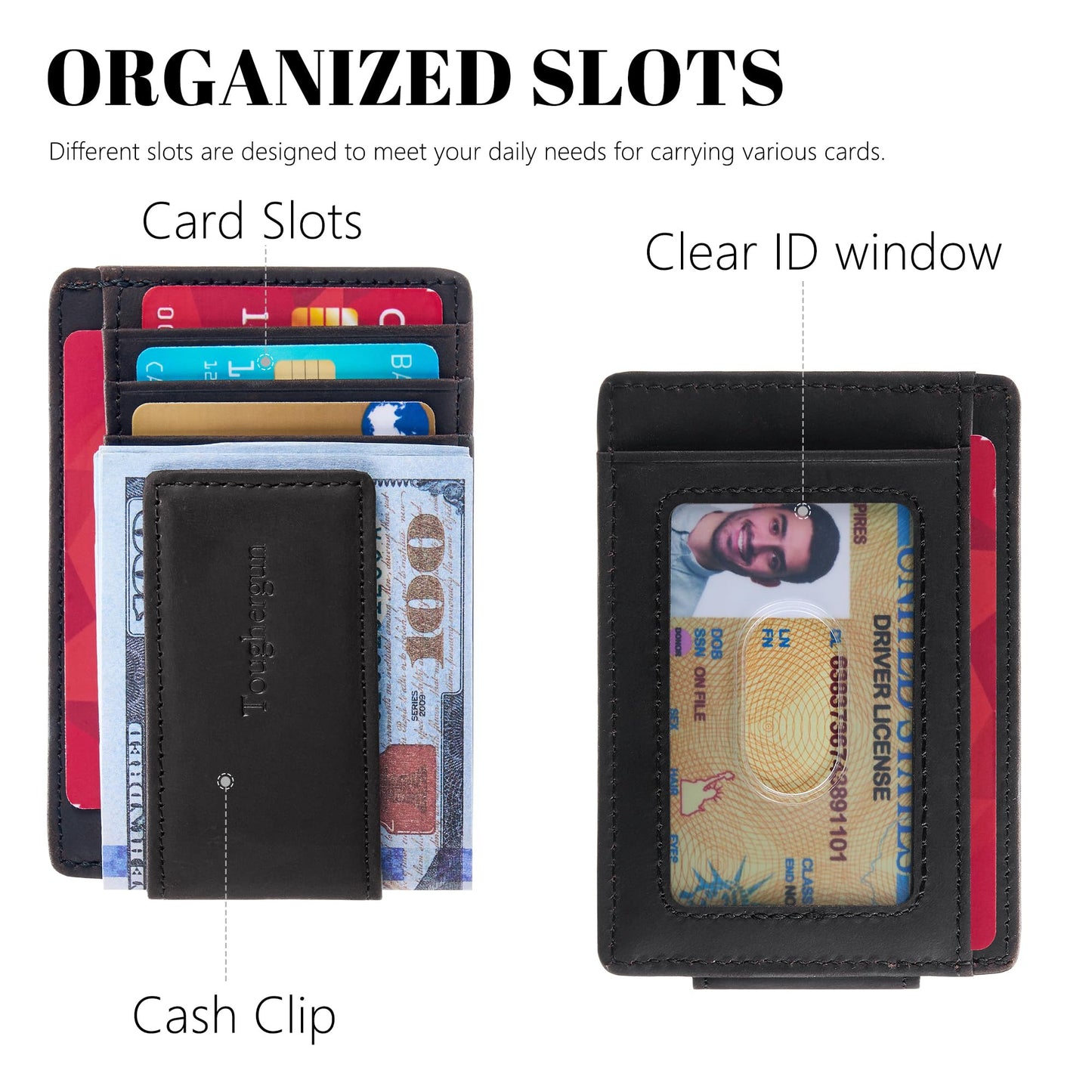 Minimalist Leather Wallet with Magnetic Money Clip