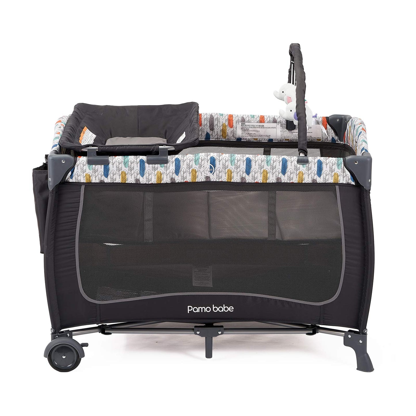 Pamo Babe Portable Travel Crib for Toddlers, Baby Playpen with Bassinet and Changing Table(Blue)